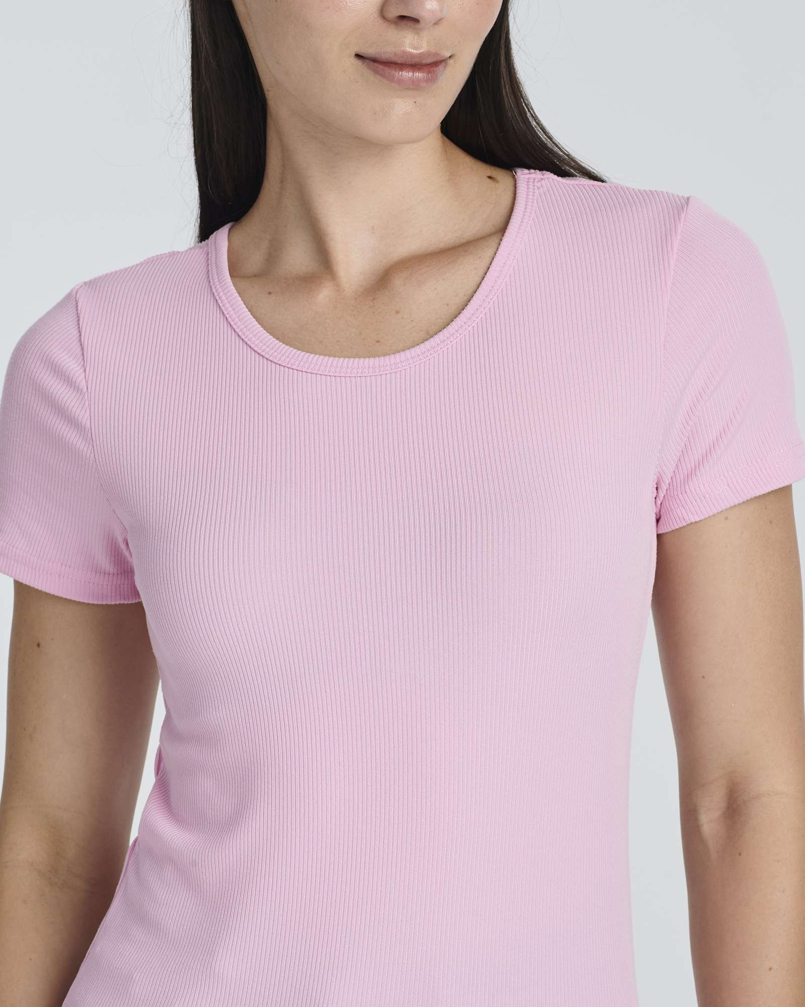 4 Pack: Women's Ribbed Knit Short Sleeve T-Shirt (Available in Plus)