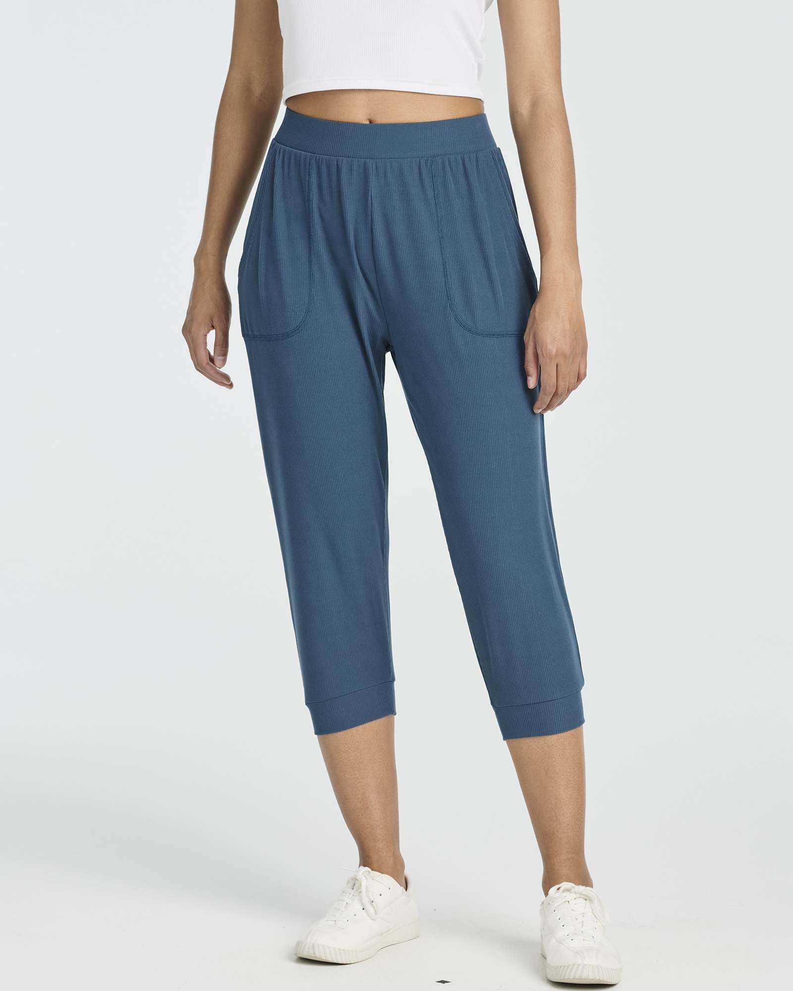 3 Pack: Women's Ribbed Capri Jogger Lounge Sweatpants