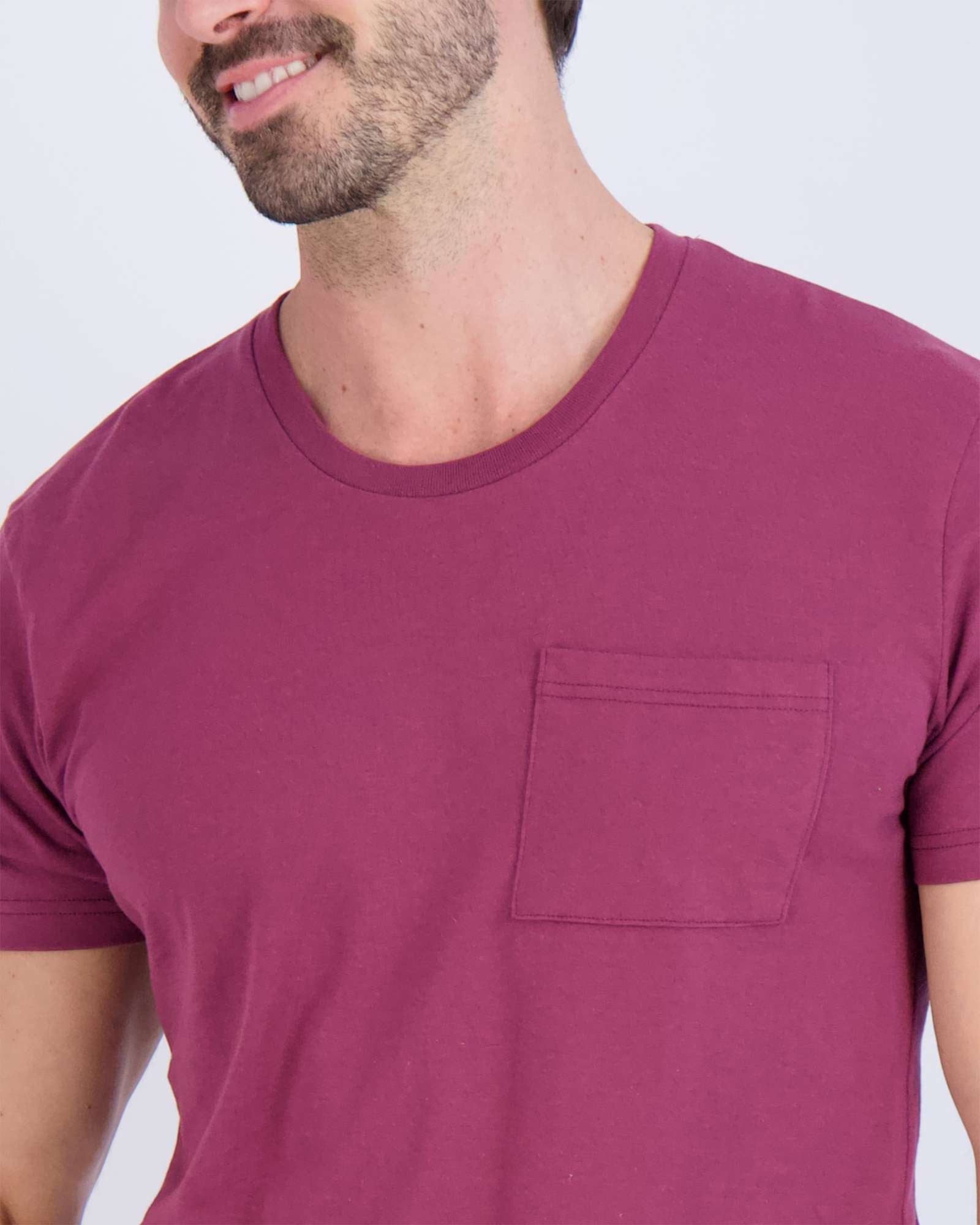 4 Pack: Mens Cotton Short Sleeve Crew Neck Pocket T-Shirt
