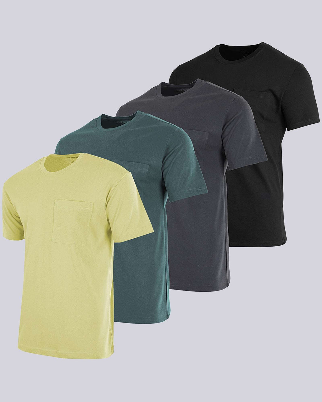 4 Pack: Mens Cotton Short Sleeve Crew Neck Pocket T-Shirt