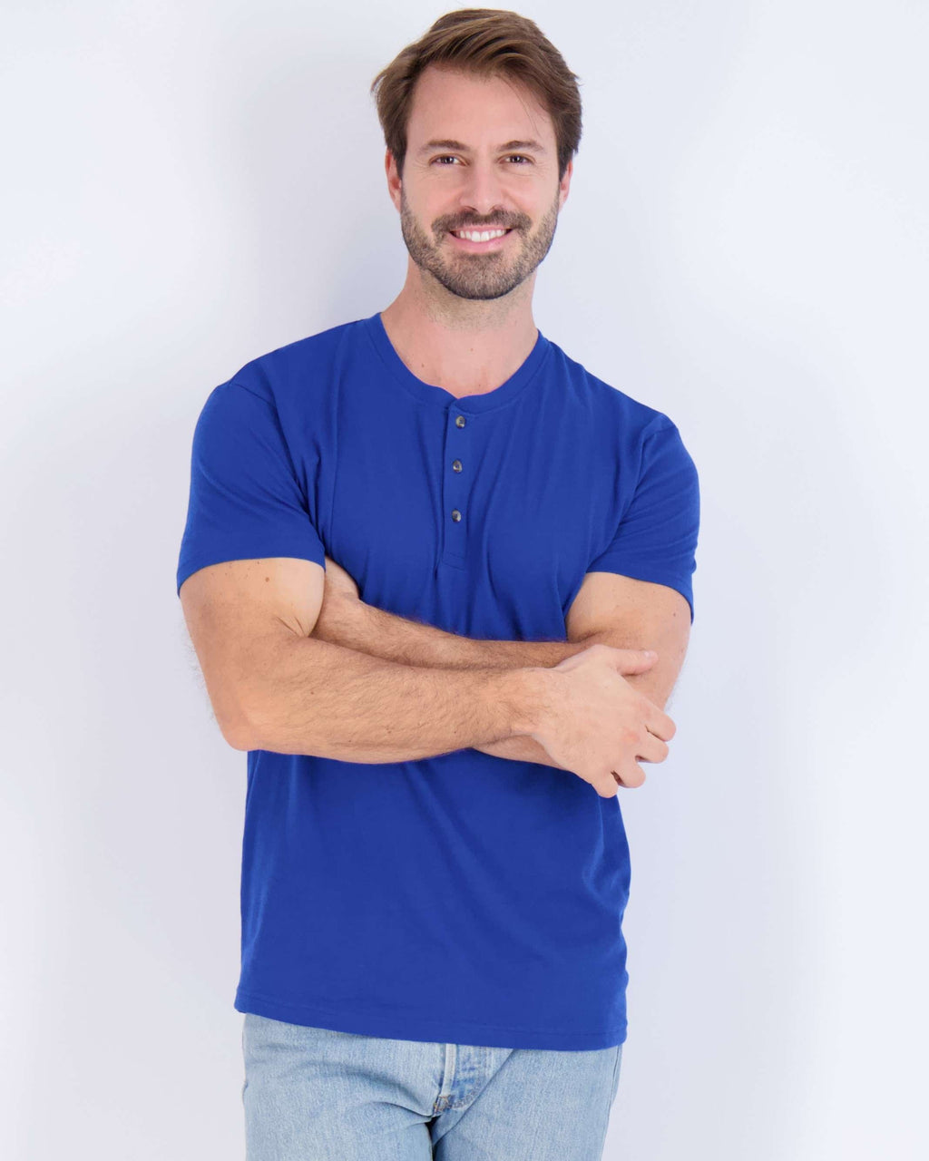3 Pack: Mens Cotton Short Sleeve Henley T-Shirt