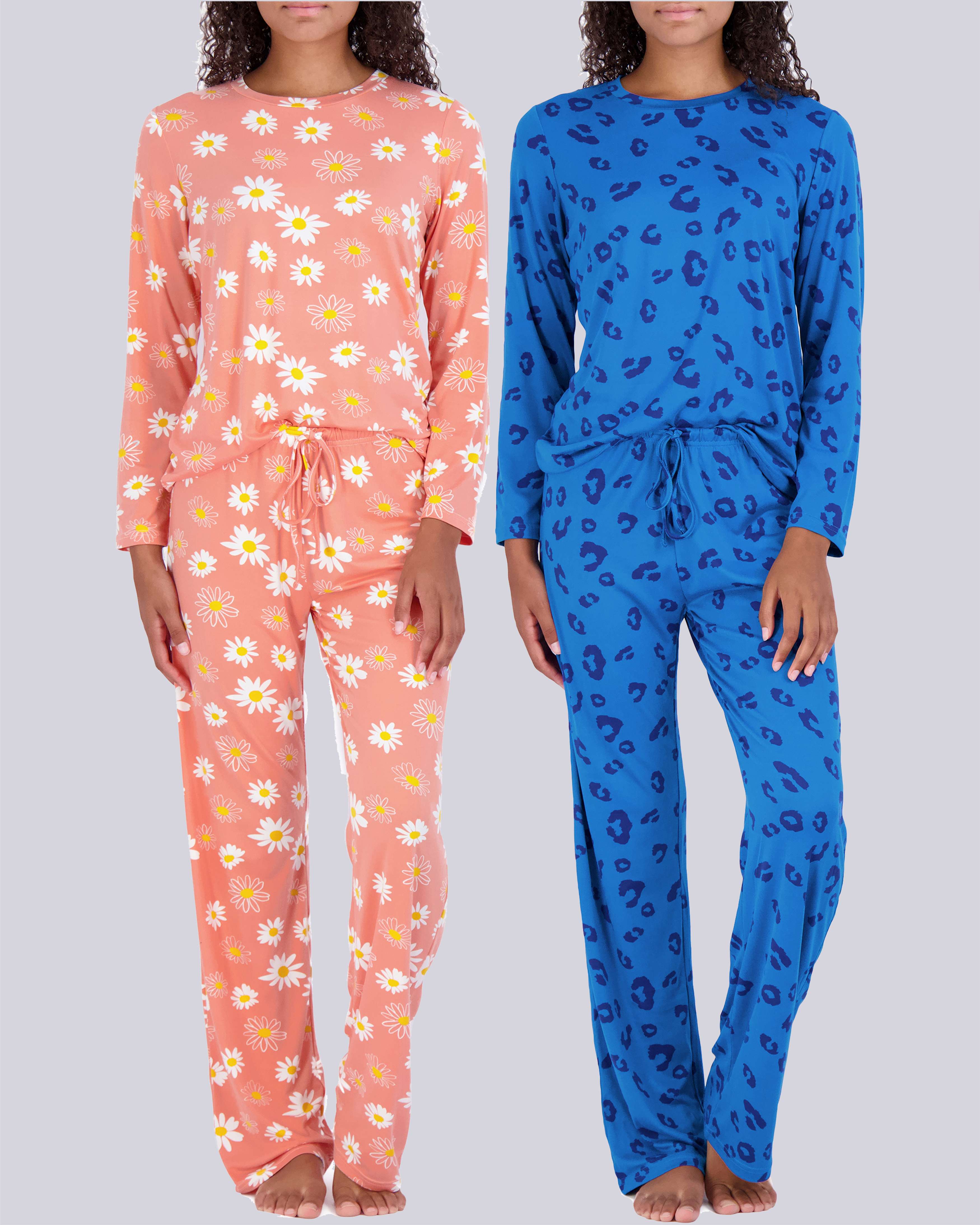 2 Pack: Women’s Pajama Set Super-Soft Long Sleeve Top With Pants