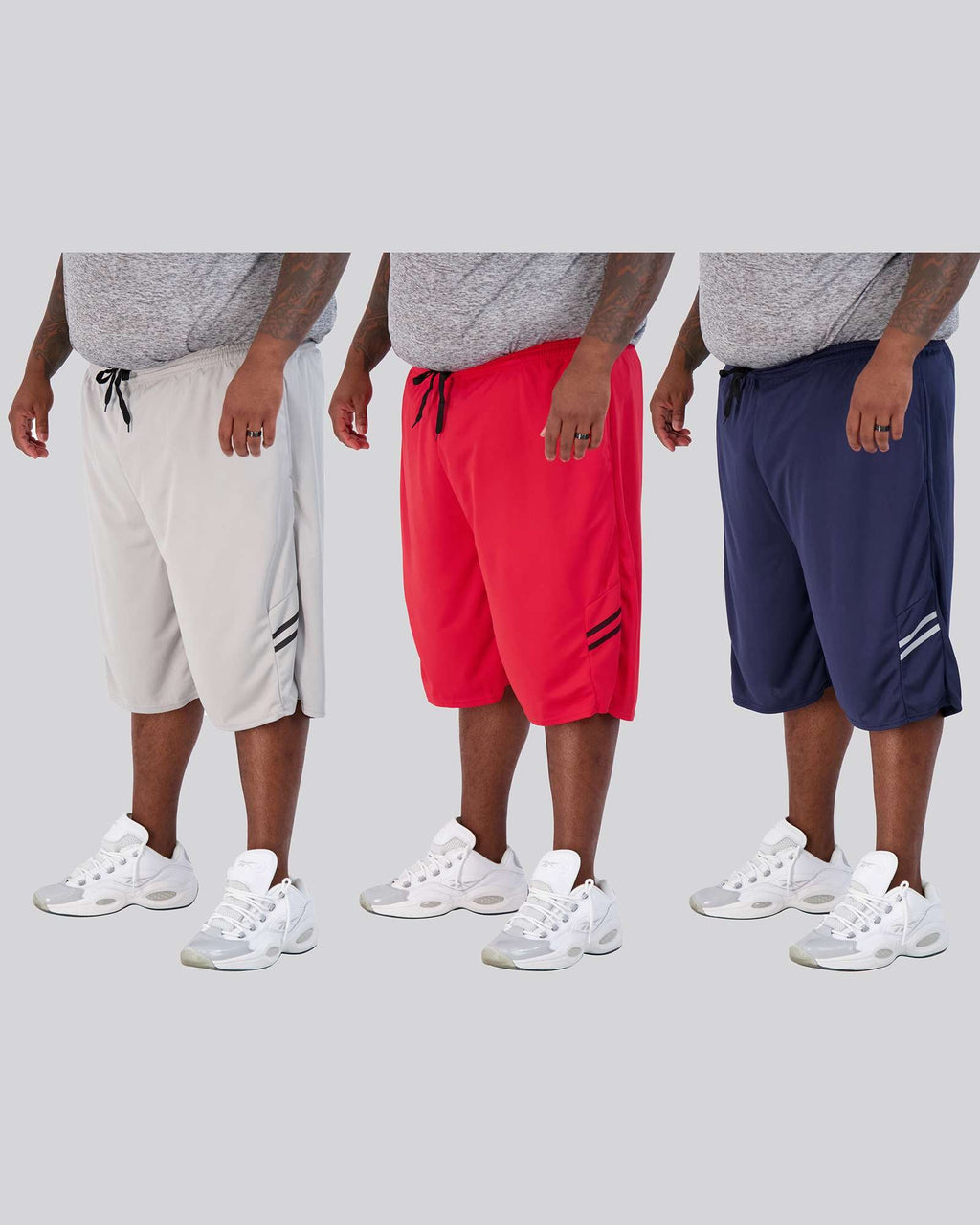 5 Pack: Mens Mesh Active Basketball Shorts (3X-5X)