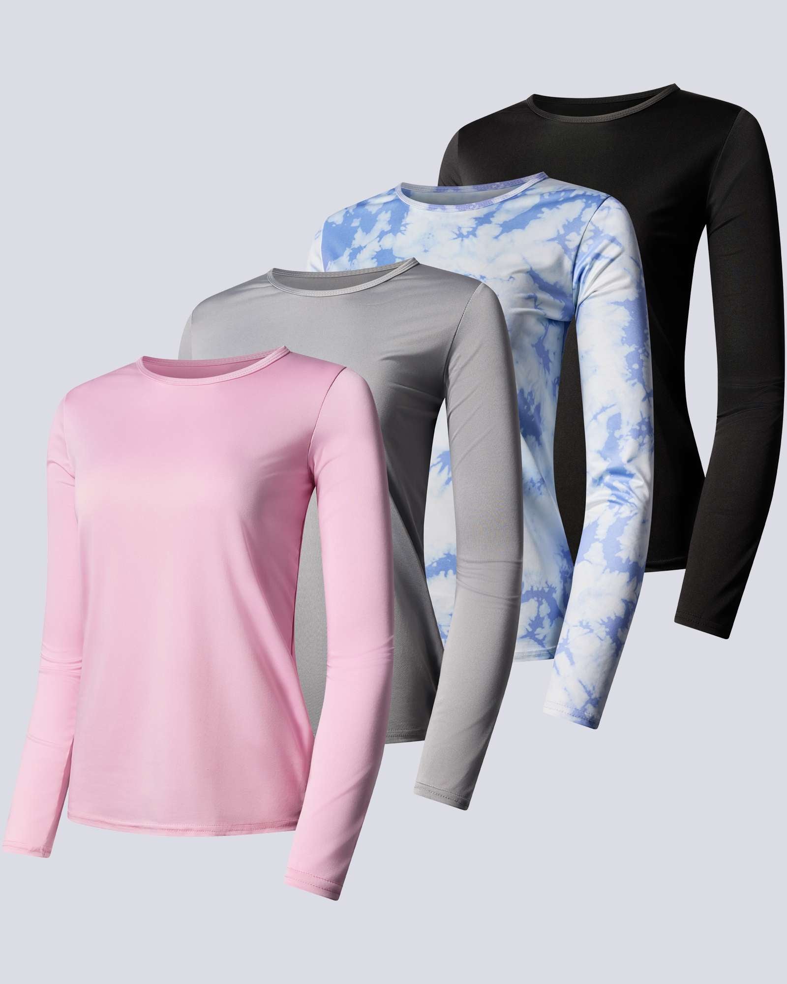 4 Pack: Womens Dry-Fit Active Long-Sleeve T-Shirt