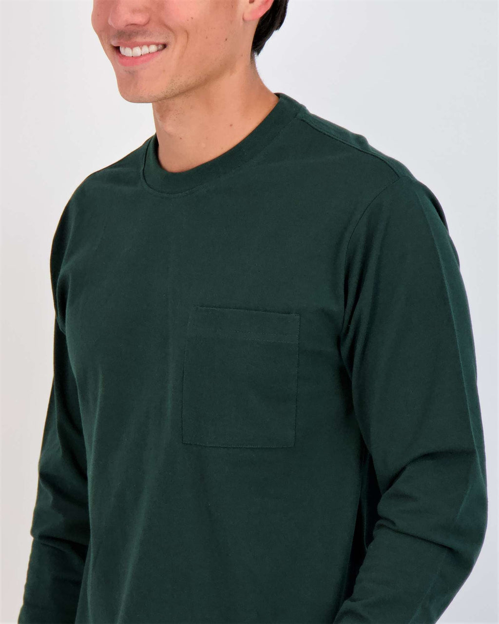 3 Pack: Mens Cotton Long Sleeve Crew Neck Pocket T-Shirt