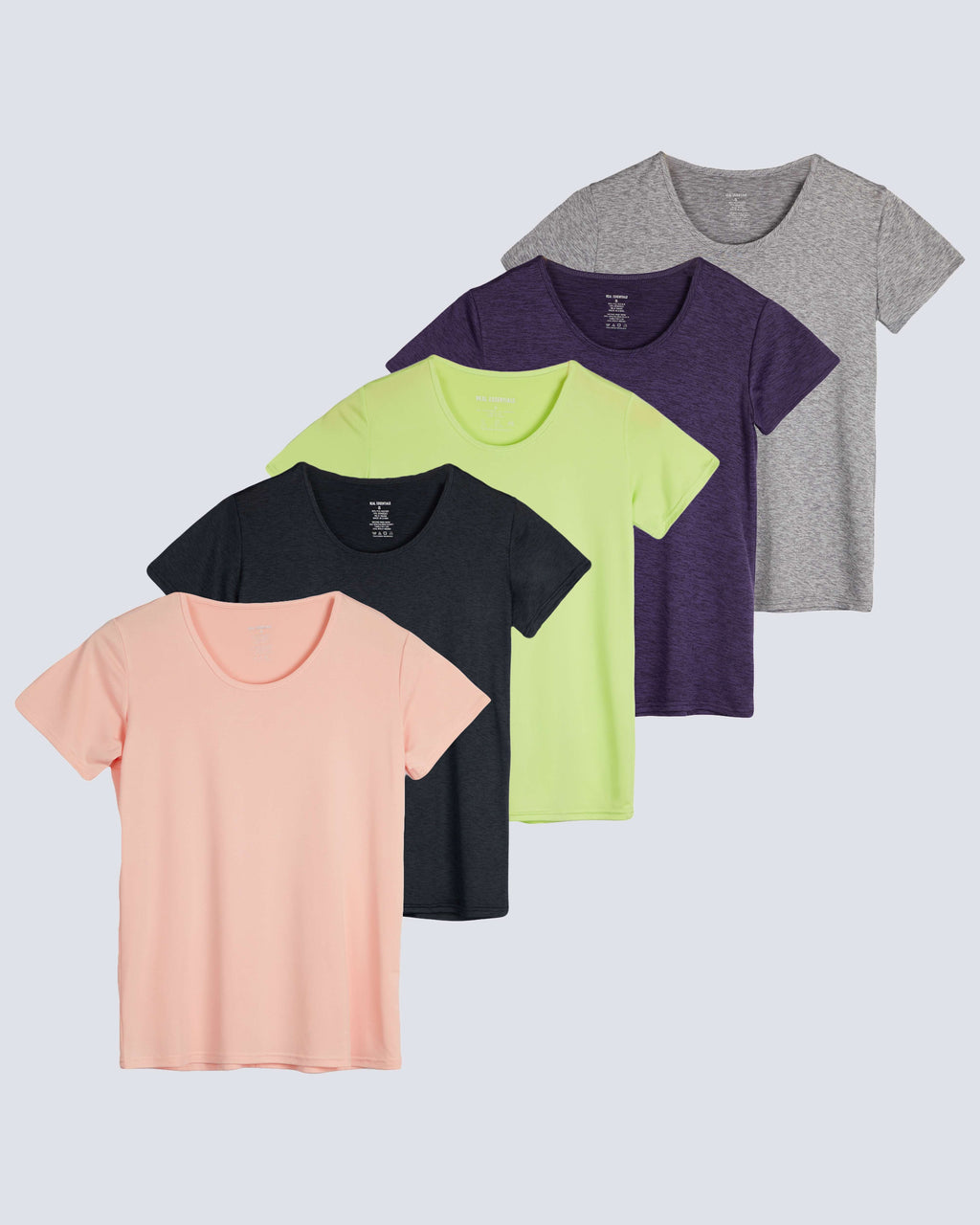 5 Pack: Womens Dry Fit Short-Sleeve Crew Neck Active T-Shirt