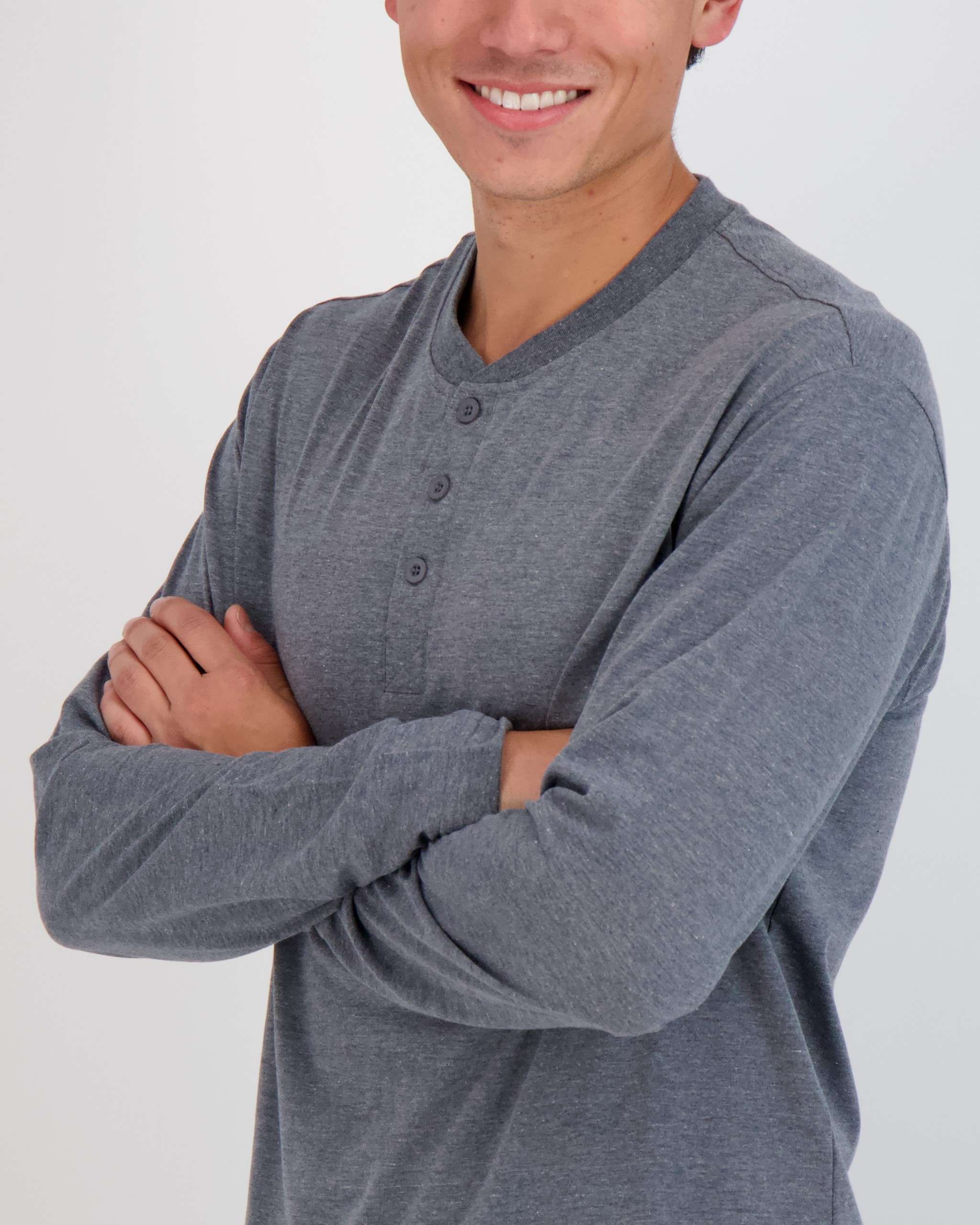 3 Pack: Mens Long Sleeve Cotton Henley T-Shirt