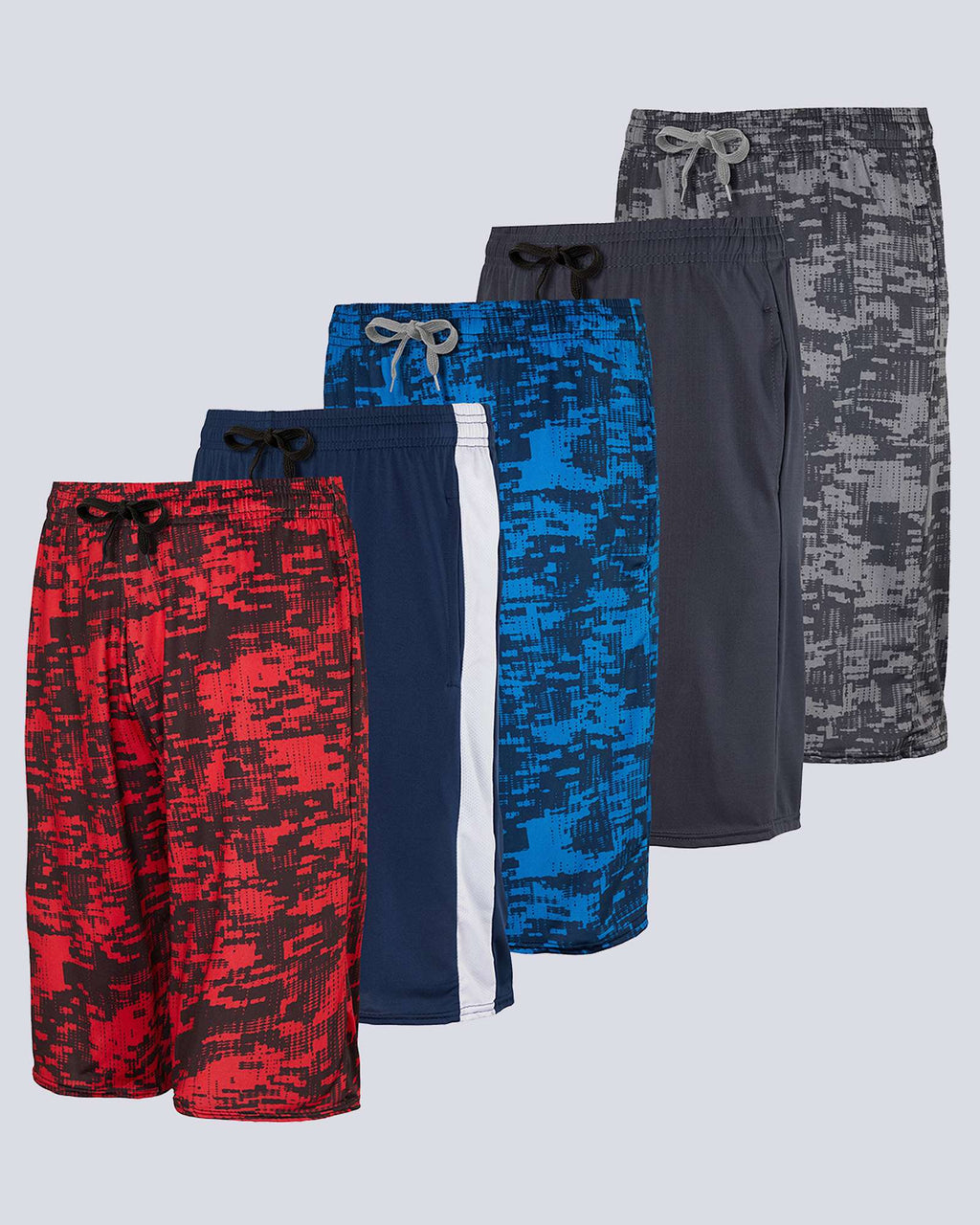 5 Pack: Boys Printed Dry Fit Active Shorts