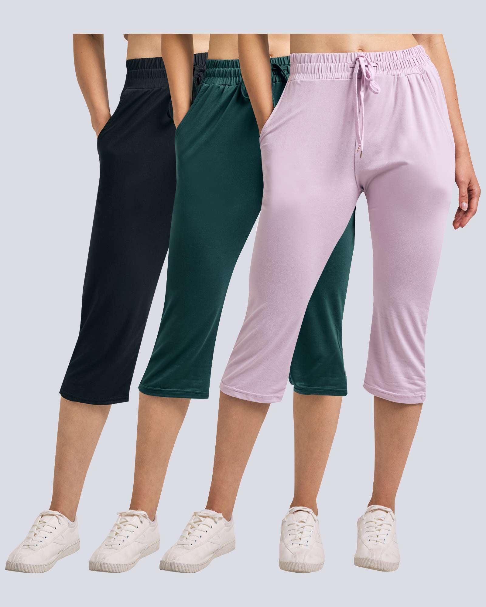 3 Pack: Women's Capri Open Bottom Sweatpants