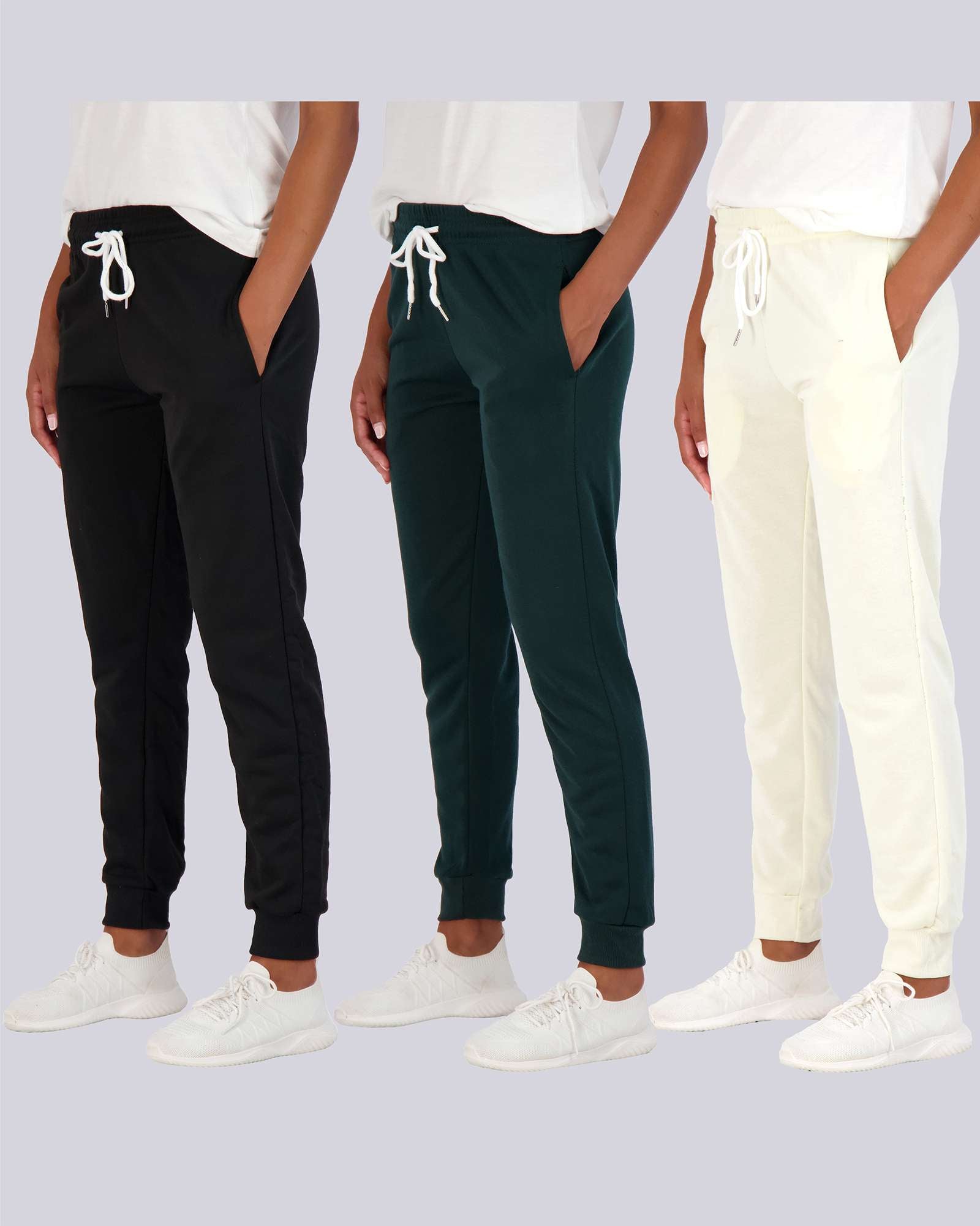 3 Pack: Womens French Terry Lounge Jogger Sweatpants