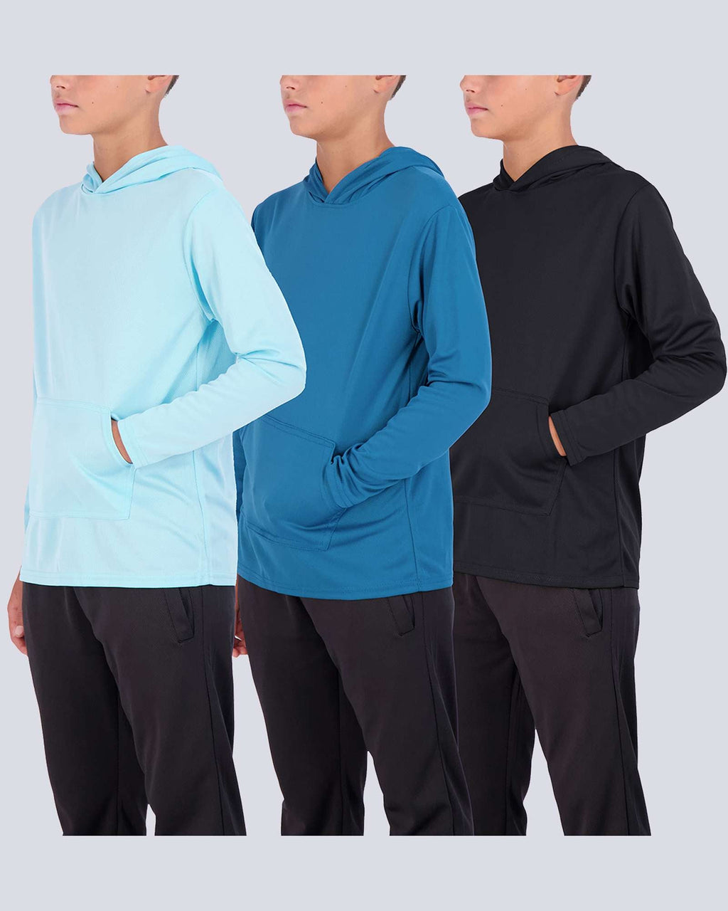 3 Pack: Boys Mesh Long Sleeve Pullover Hoodie Active Sweatshirt