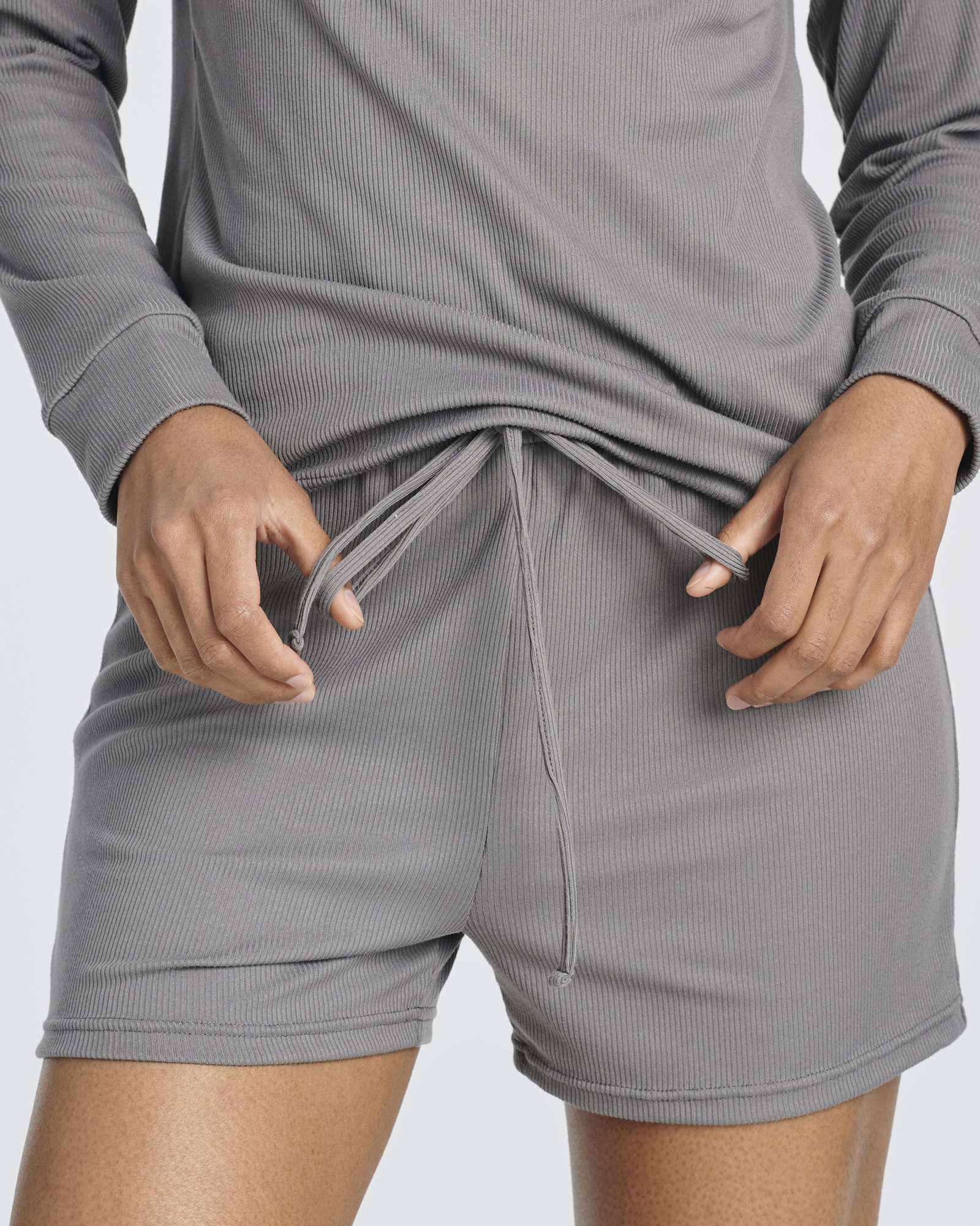 2 Pack: Women's Ribbed Knit Long Sleeve Top and Shorts Pajama Set (Available in Plus Size)