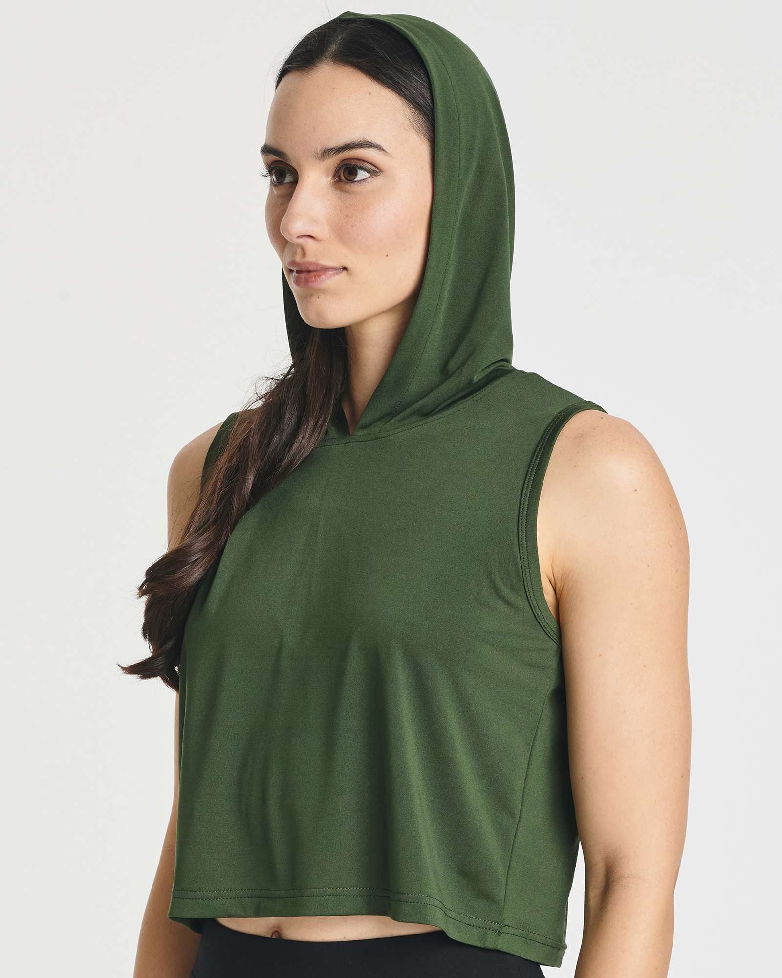 3 Pack: Women's Sleeveless Cropped Tank Top Hoodie