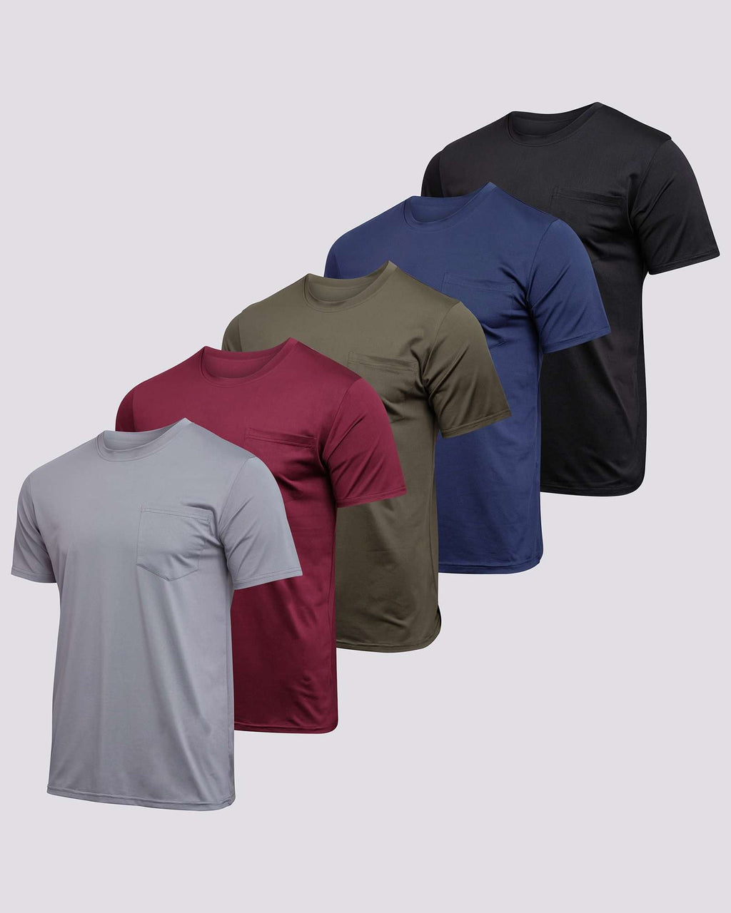 5 Pack: Boys & Girls  Youth Dry-Fit Moisture Wicking Active Athletic Performance Short-Sleeve Pocket T-Shirt
