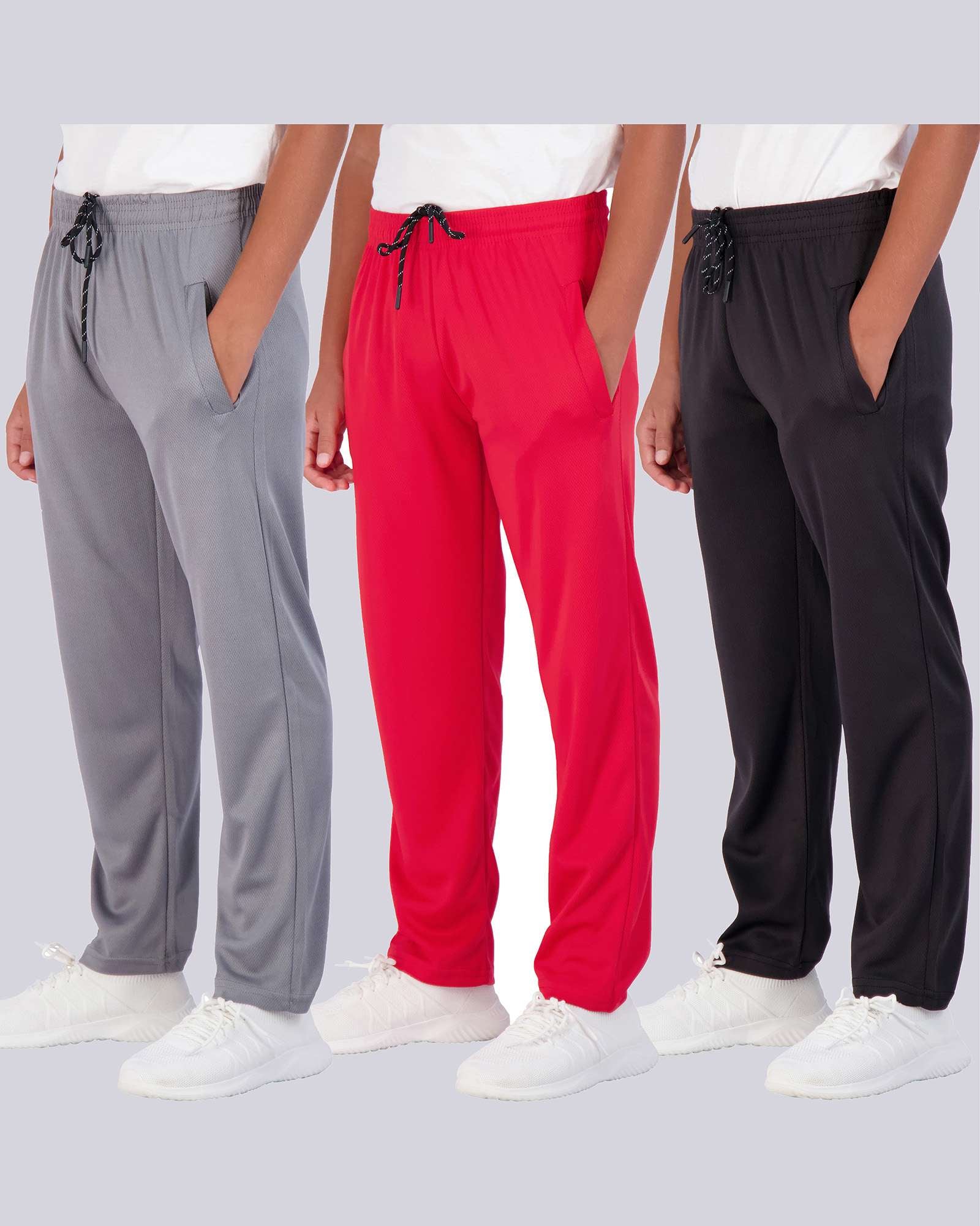 3 Pack: Boys Mesh Open Bottom Active Sweatpants