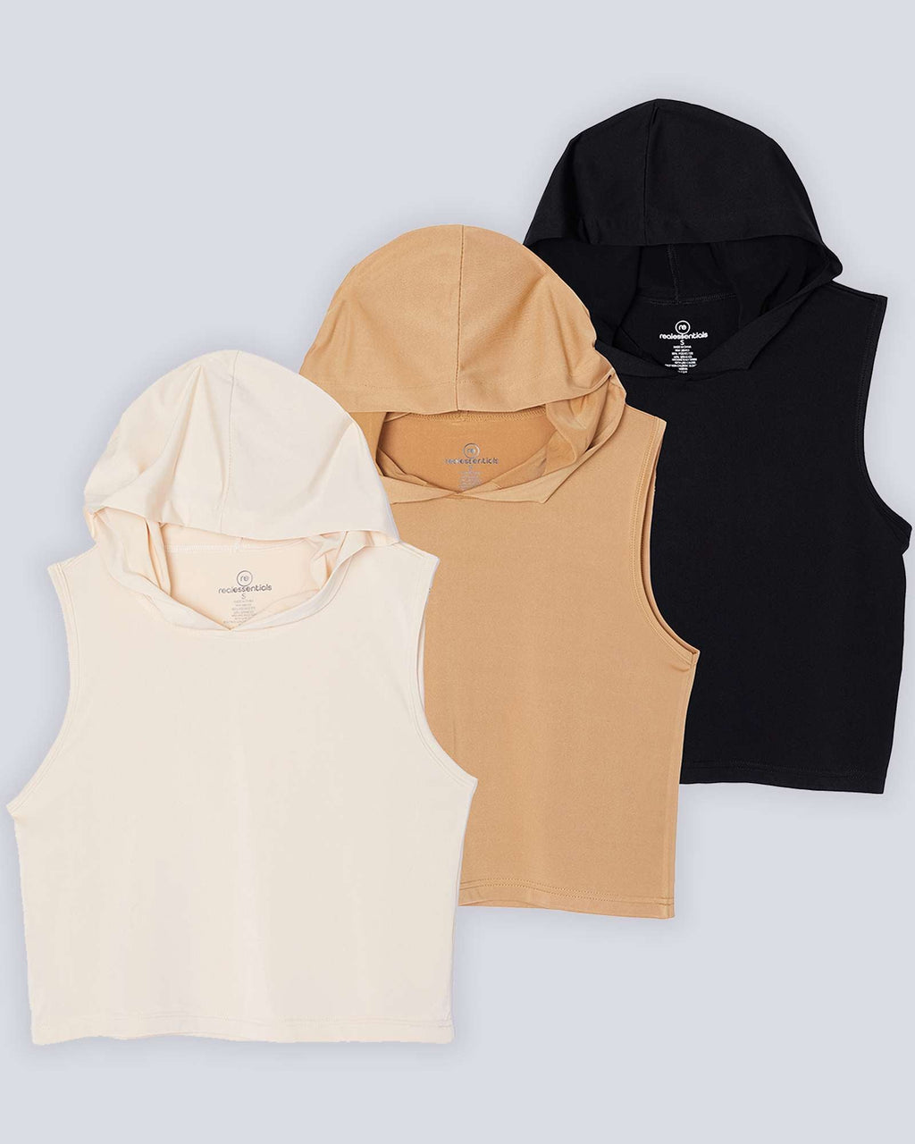 3 Pack: Women's Sleeveless Cropped Tank Top Hoodie