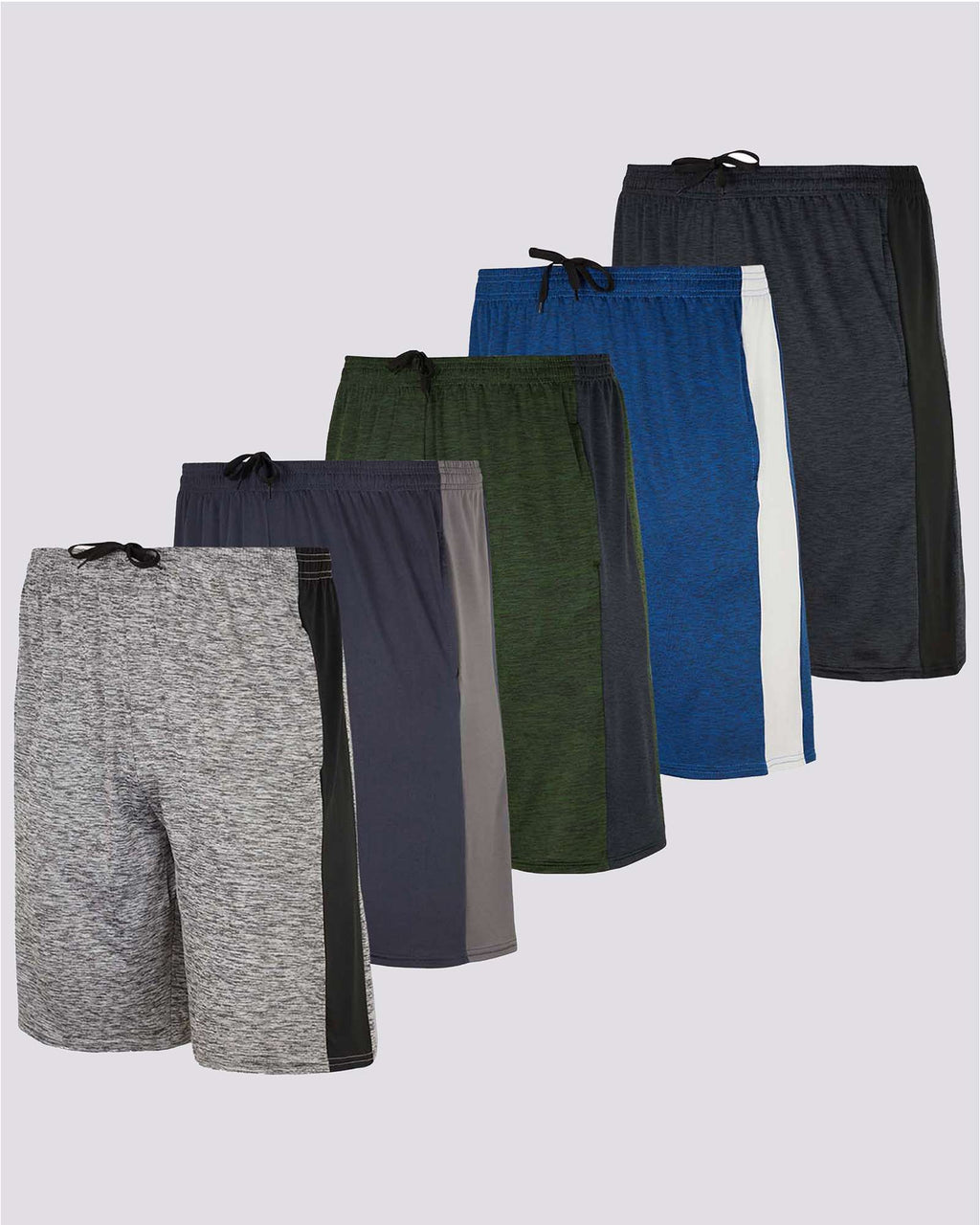 5 Pack: Mens Dry-Fit Active Performance Shorts