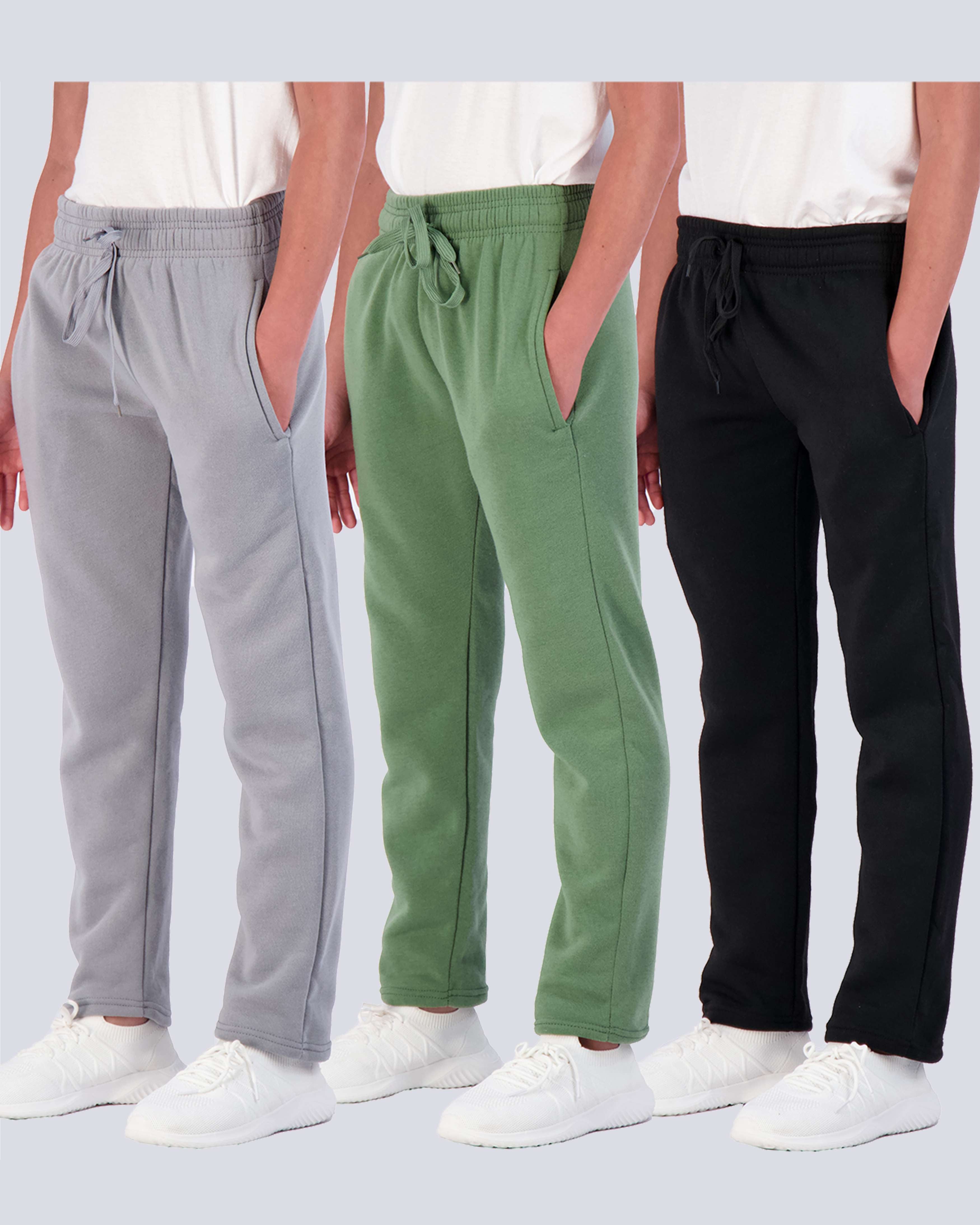 3 Pack: Boys Fleece Open Bottom Sweatpants