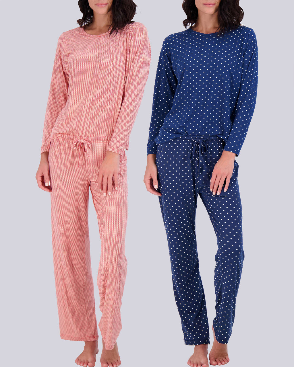 2 Pack: Women’s Pajama Set Super-Soft Long Sleeve Top With Pants