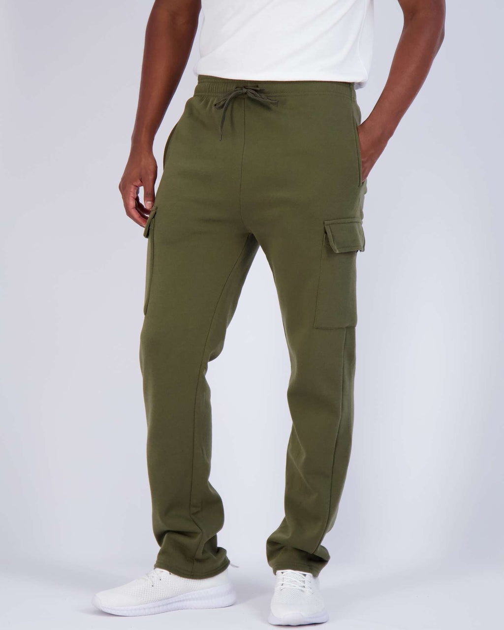 3 Pack: Mens Fleece Cargo Open Bottom Sweatpants
