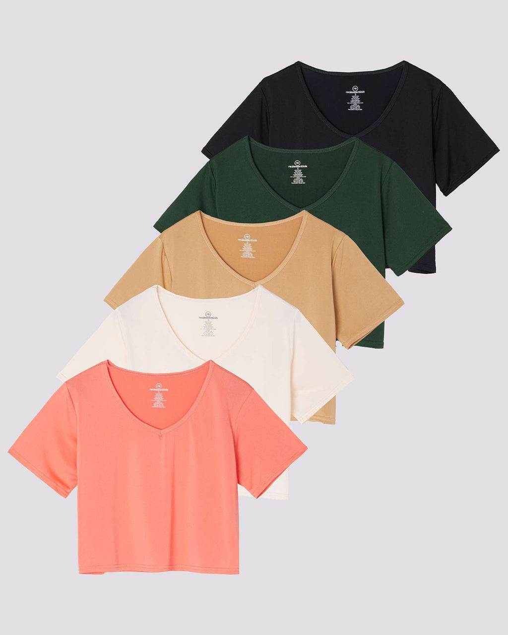 5 Pack: Women's Dry-Fit Short Sleeve V-Neck Crop Top