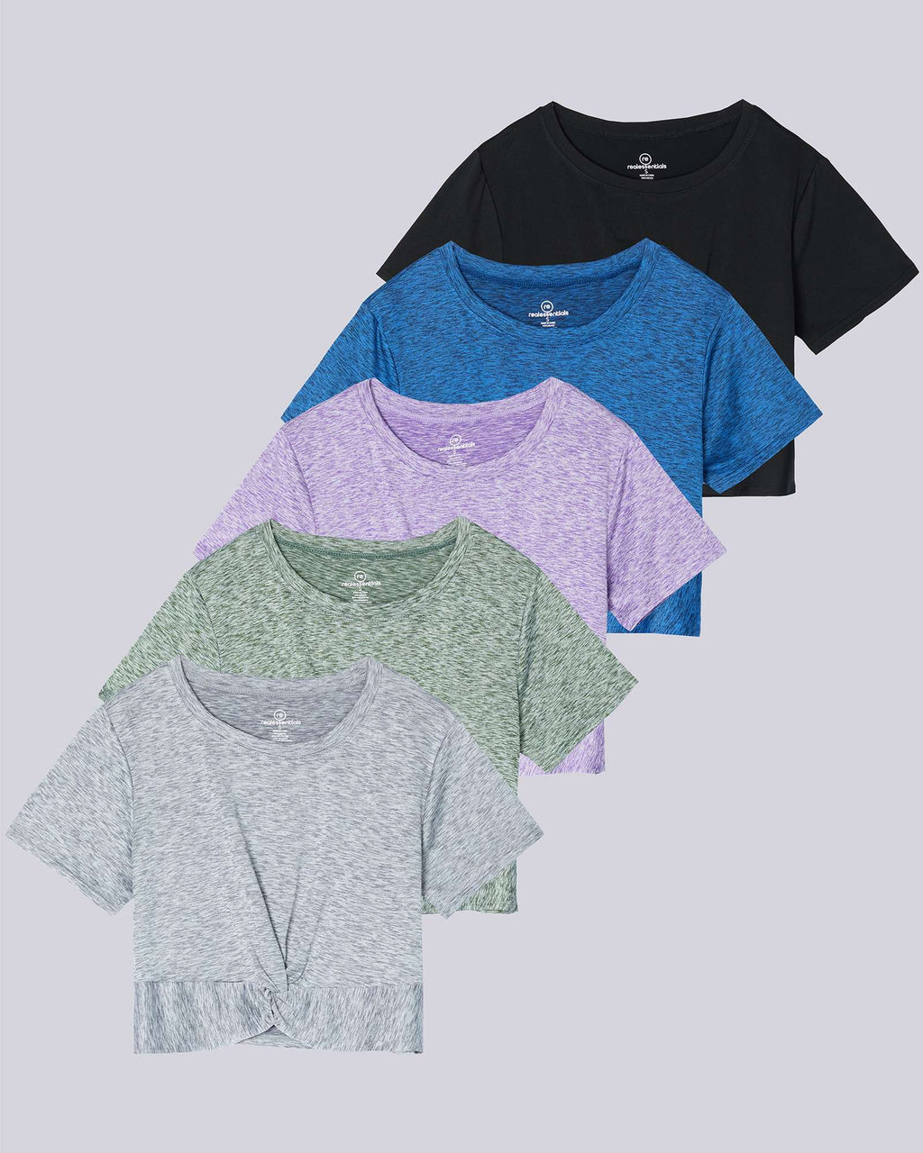 5 Pack: Women's Short Sleeve Twist Front Crop Top