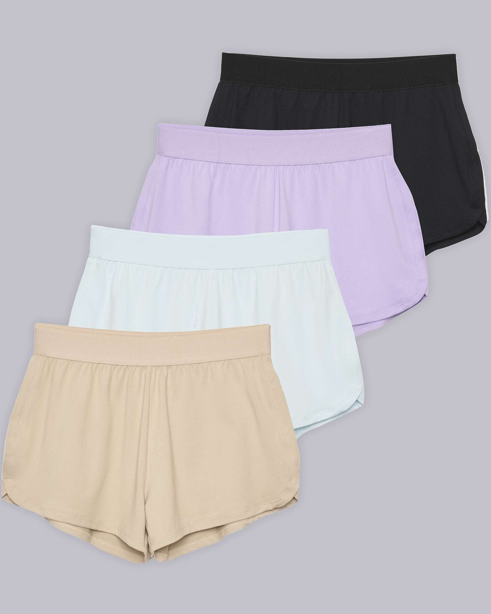 4 Pack: Girls' Running Shorts with Drawstring
