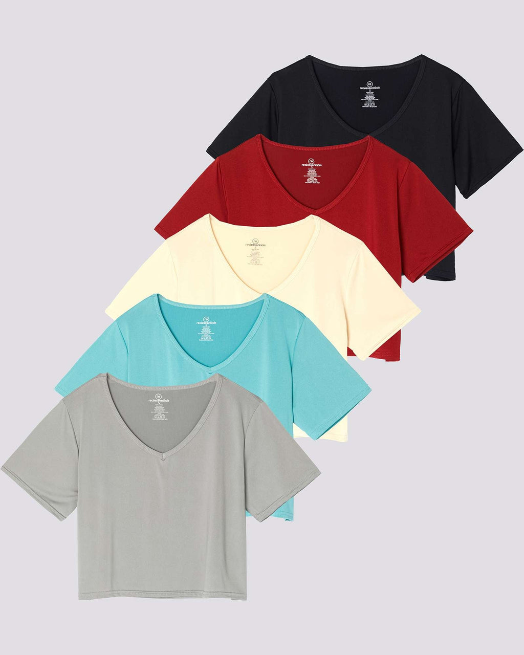 5 Pack: Women's Dry-Fit Short Sleeve V-Neck Crop Top
