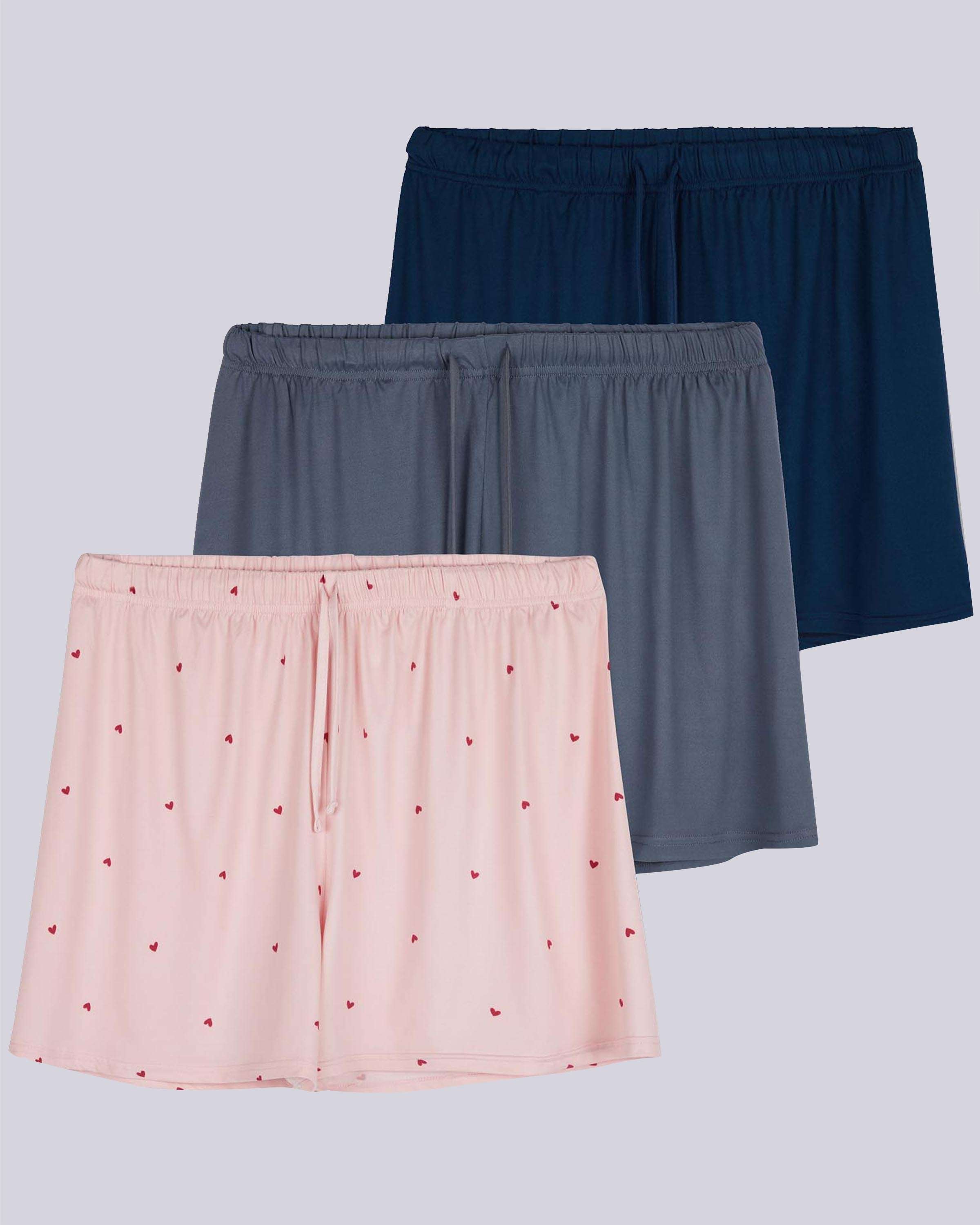 3 Pack: Womens Ultra-Soft Pajama Lounge Shorts