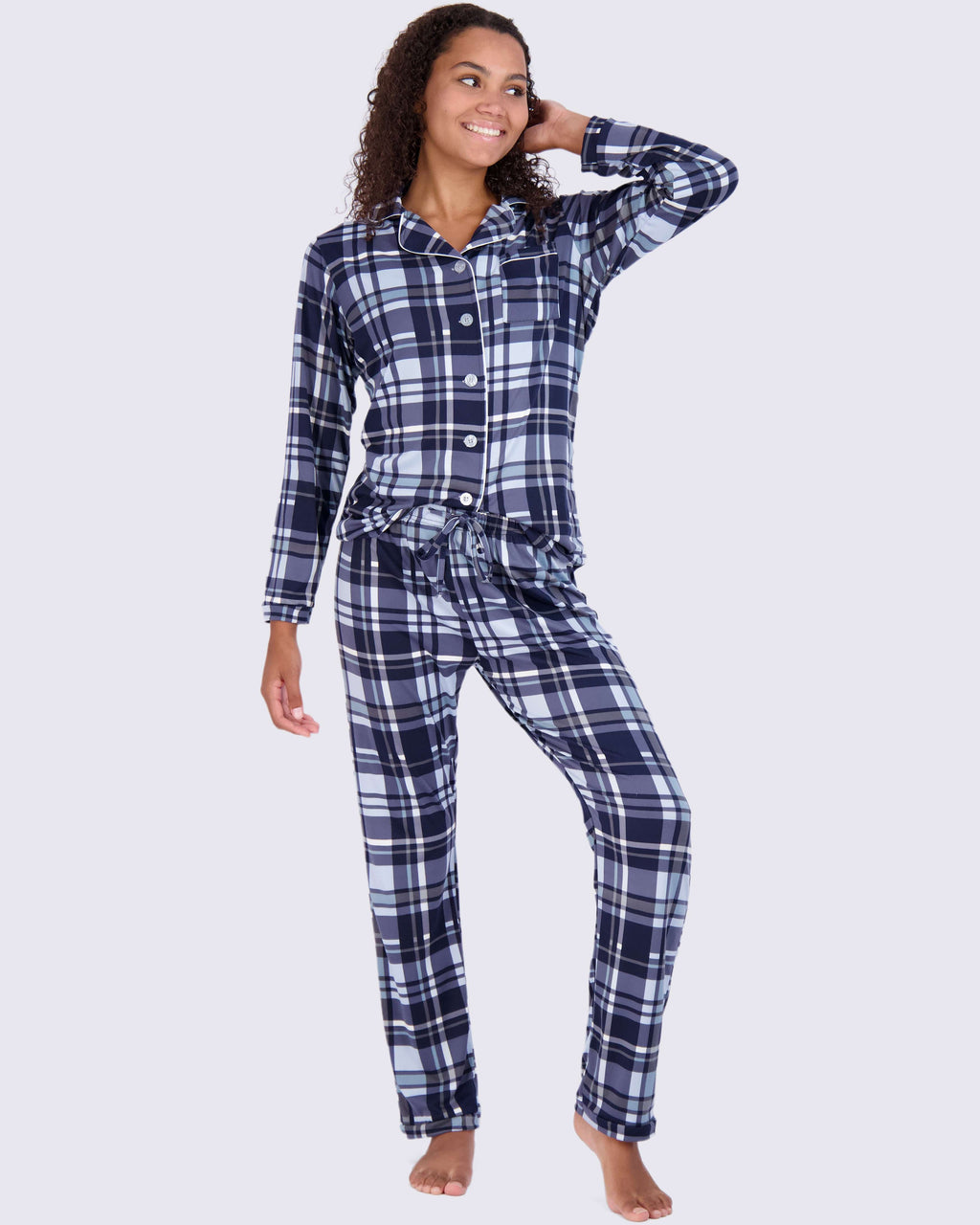 4 Piece: Women’s Long Sleeve Button Down Pajama Set