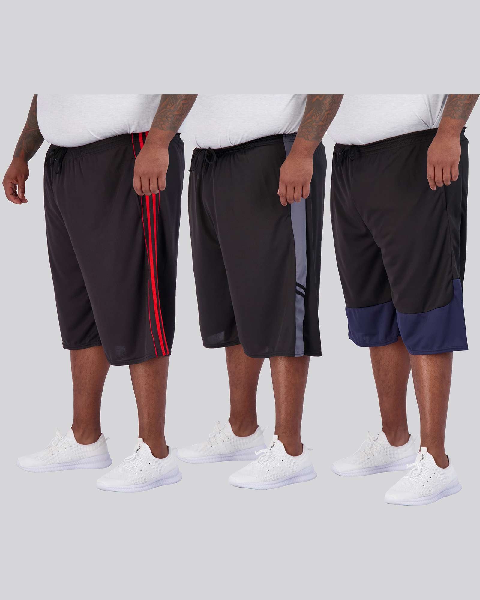 5 Pack: Mens Mesh Active Basketball Shorts (3X-5X)