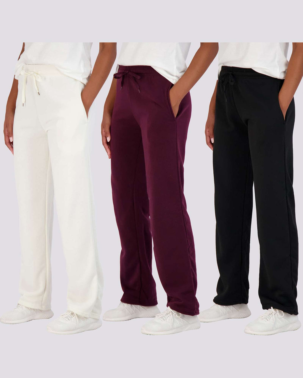 3 Pack: Womens Fleece Open Bottom Sweatpants