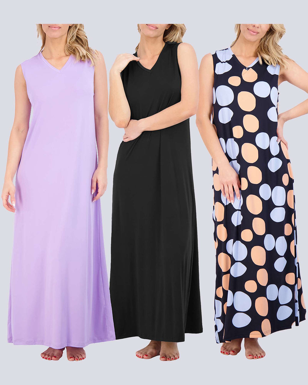 3 Pack: Women's Soft Tank Nightgown (Available in Plus Size)
