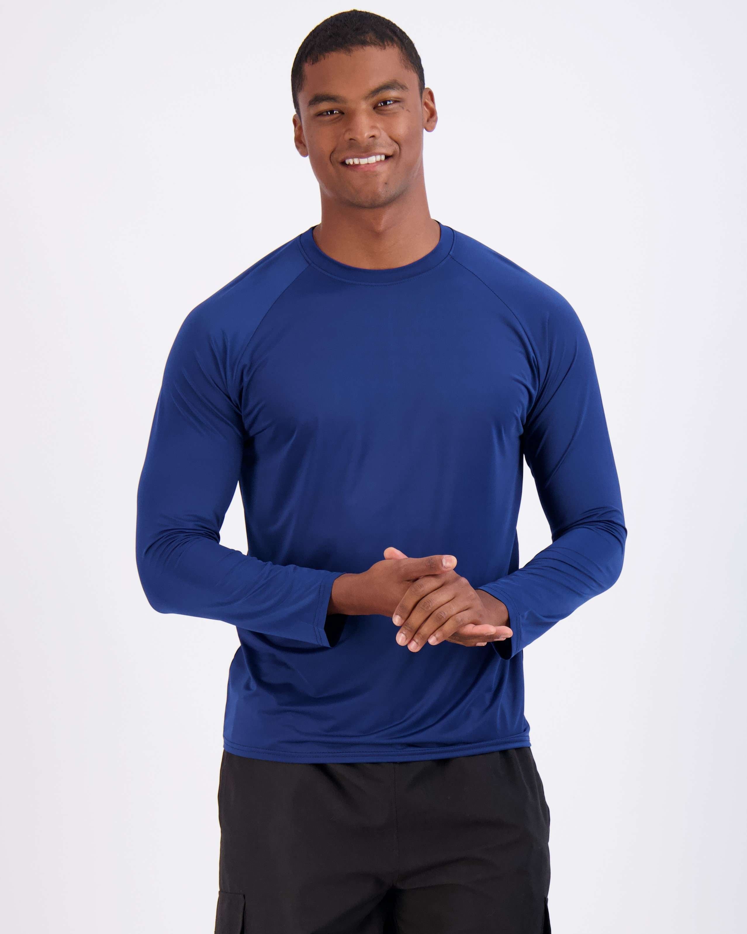 4 Pack: Men's Long Sleeve Rash Guard Shirt (Available In Big & Tall)