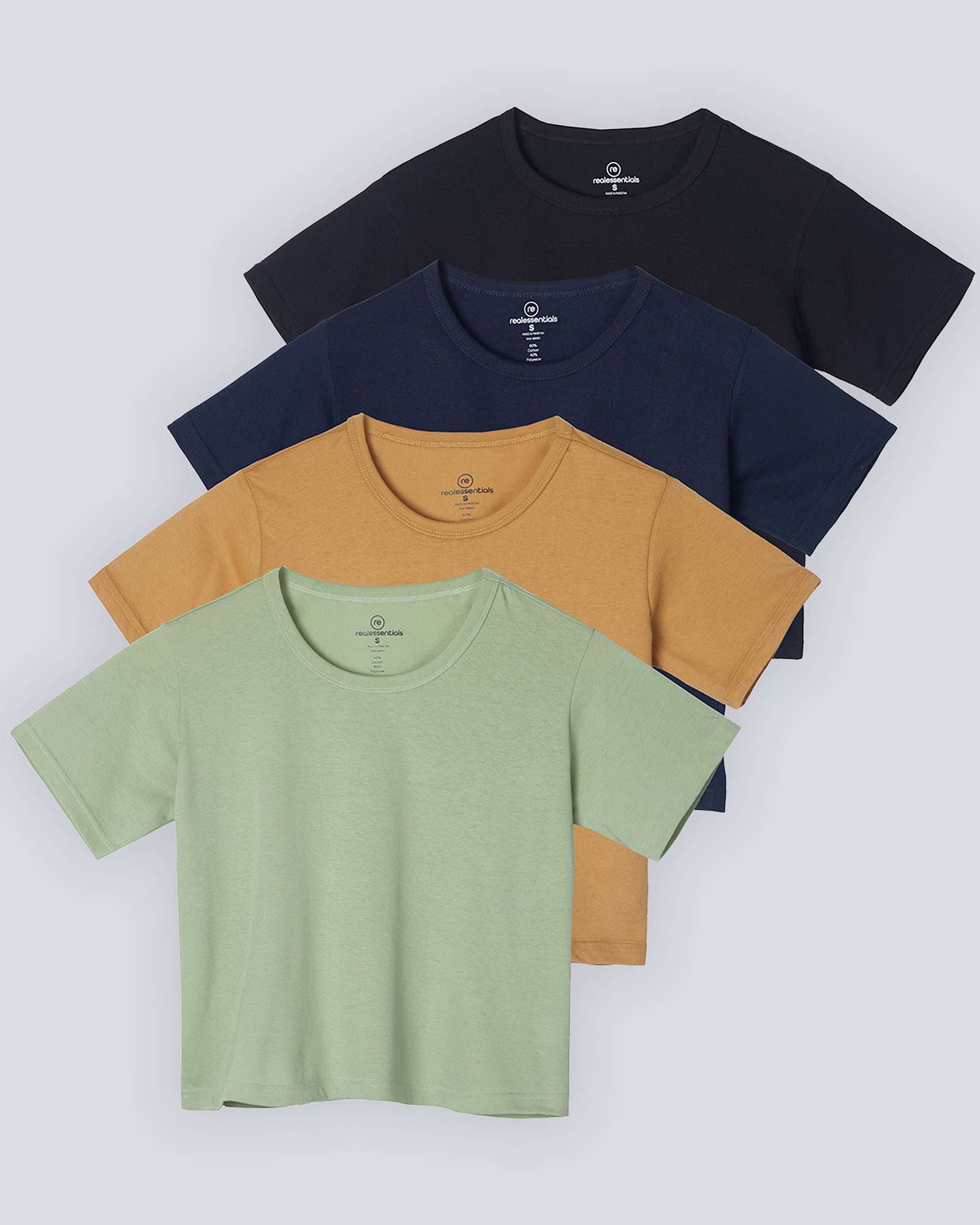 4 Pack: Women's Short Sleeve Crop Top