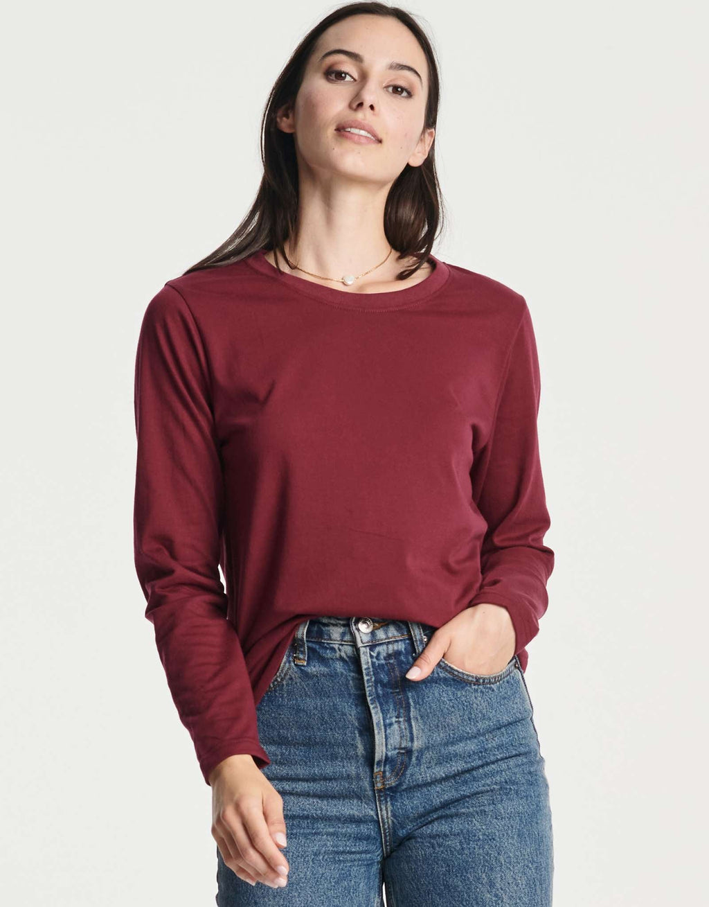 4 Pack: Women's Cotton Classic-Fit Long-Sleeve Crewneck T-Shirt (Available in Plus Size)