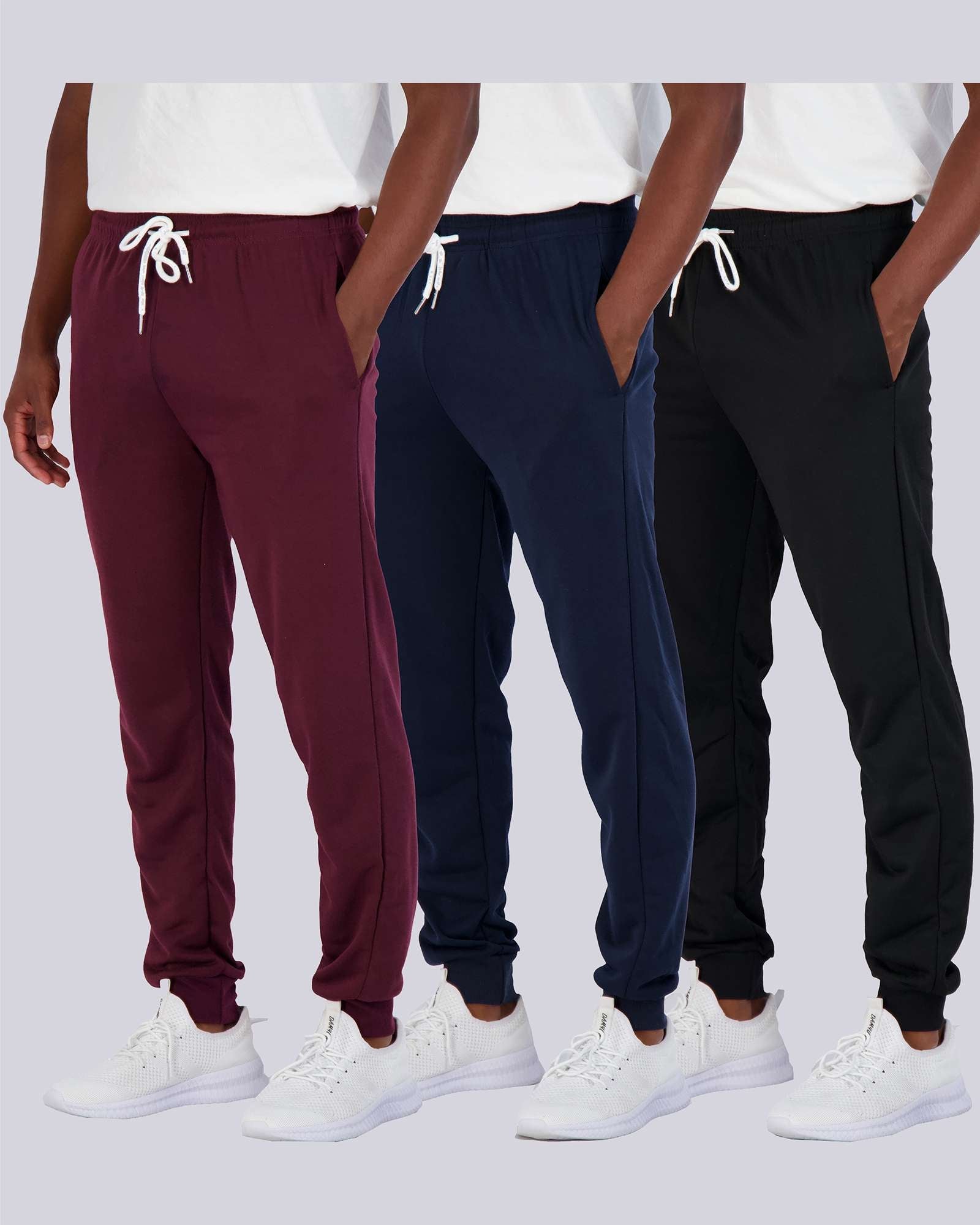 3 Pack: Mens French Terry Casual Jogger Sweatpants