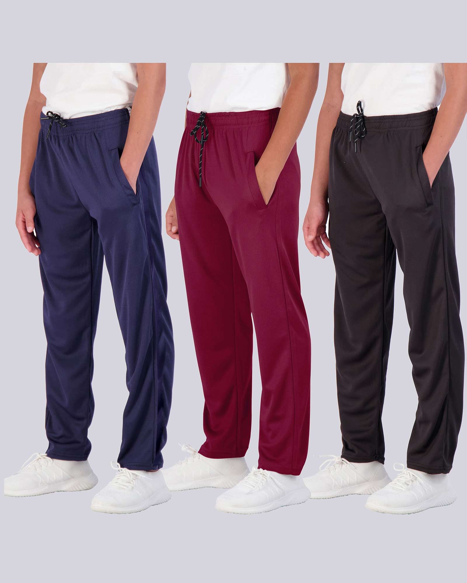 3 Pack: Boys Mesh Open Bottom Active Sweatpants