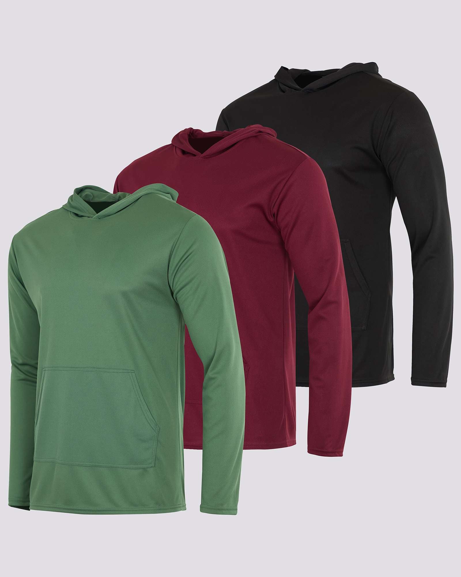 3 Pack: Mens Mesh Pullover Hoodie