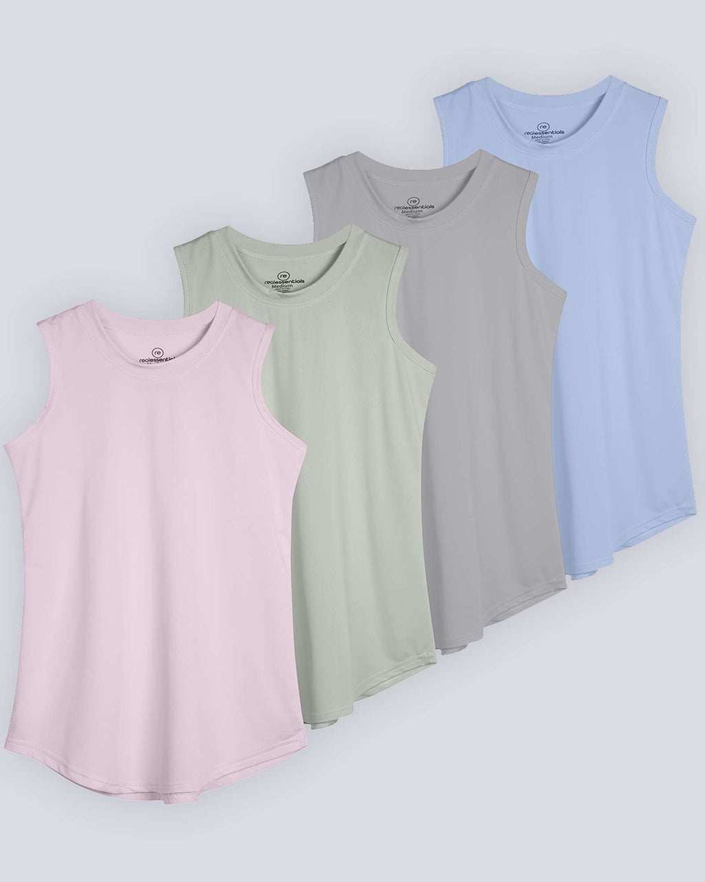4 Pack: Girls Active Dry Fit Performance Tank Top