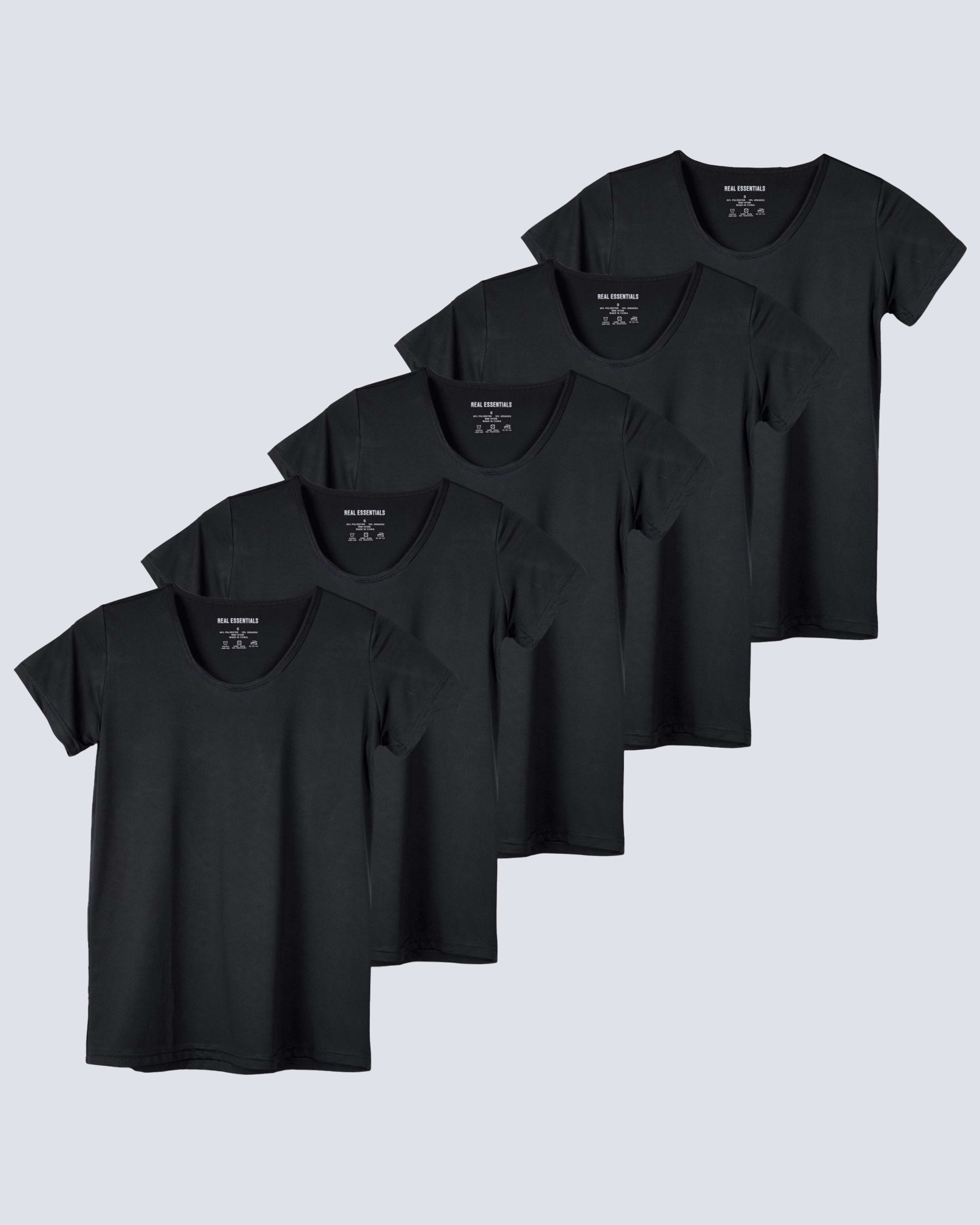 5 Pack: Womens Dry Fit Short-Sleeve Crew Neck Active T-Shirt