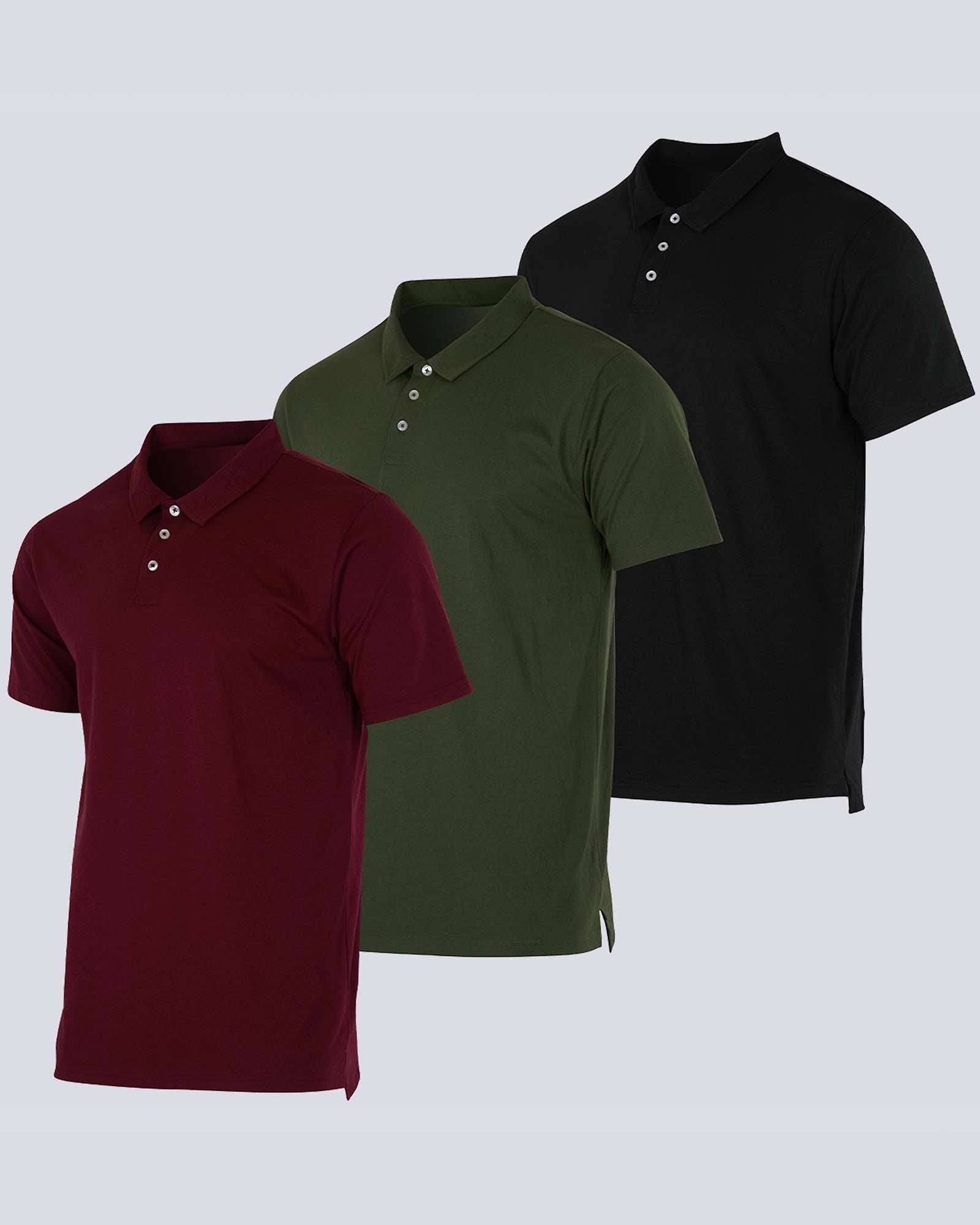 3 Pack: Men's Jersey Cotton Short Sleeve Polo Shirt
