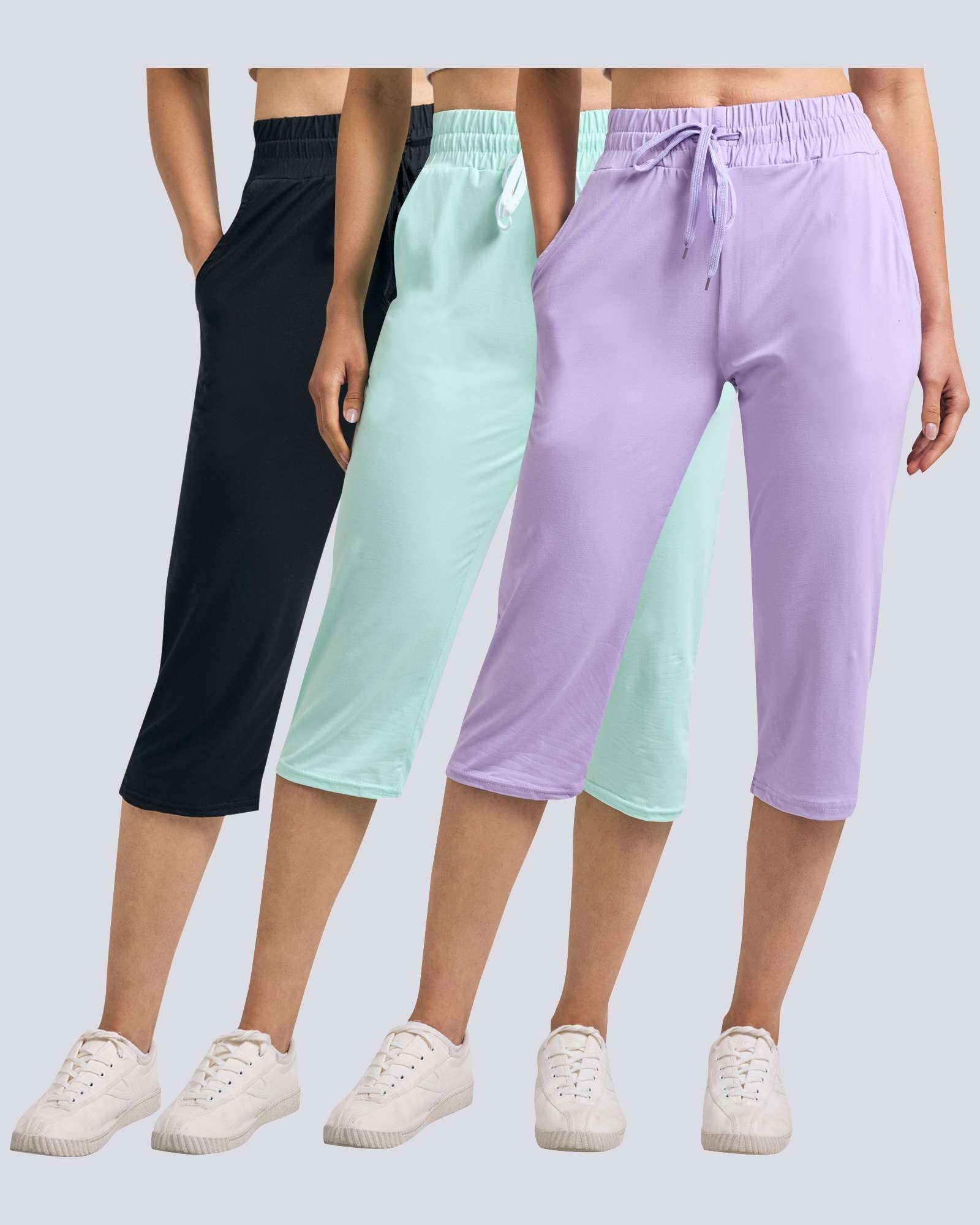 3 Pack: Women's Capri Open Bottom Sweatpants