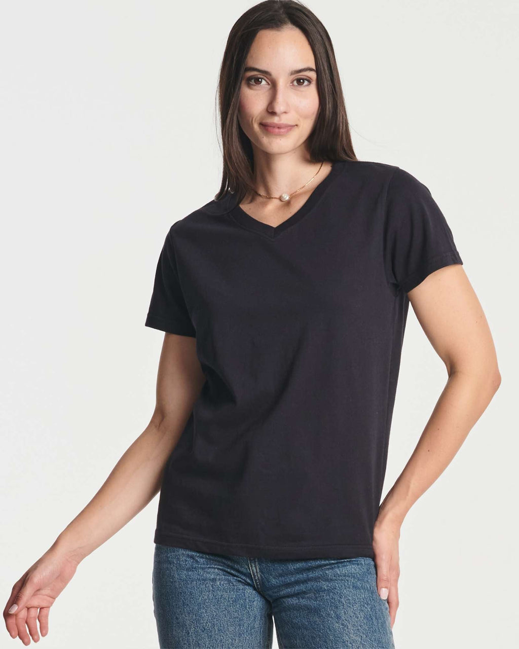 4 Pack: Women's Plus Short-Sleeve V-Neck T-Shirt