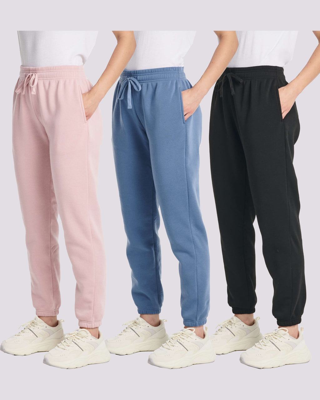 3 Pack: Women's Fleece Jogger Sweatpants with Elastic Cuff (Available in Plus Size)