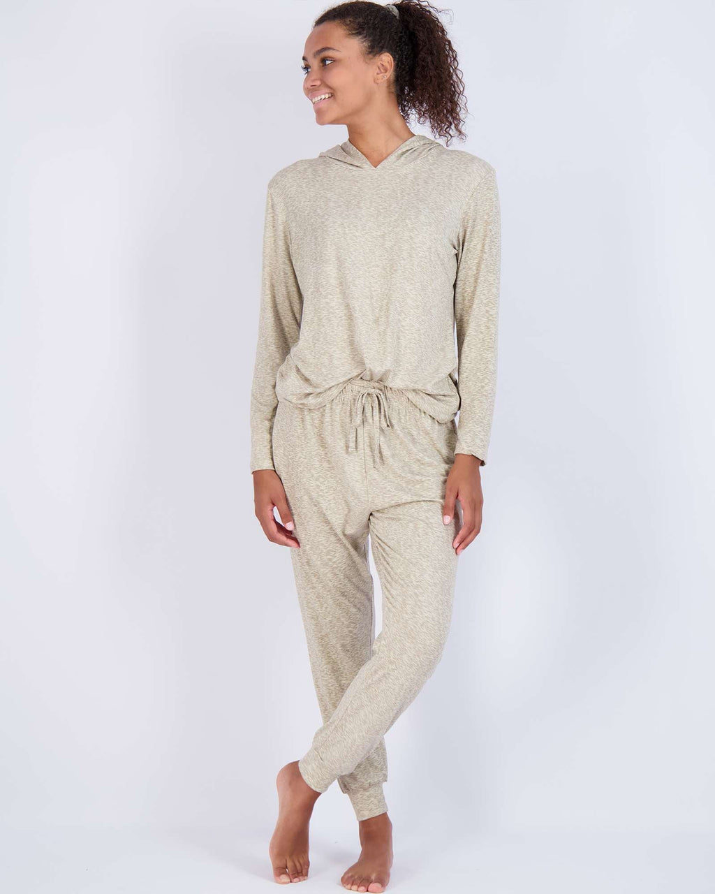 4 Piece: Womens Long Sleeve Henley & Jogger Lounge Pajama Set