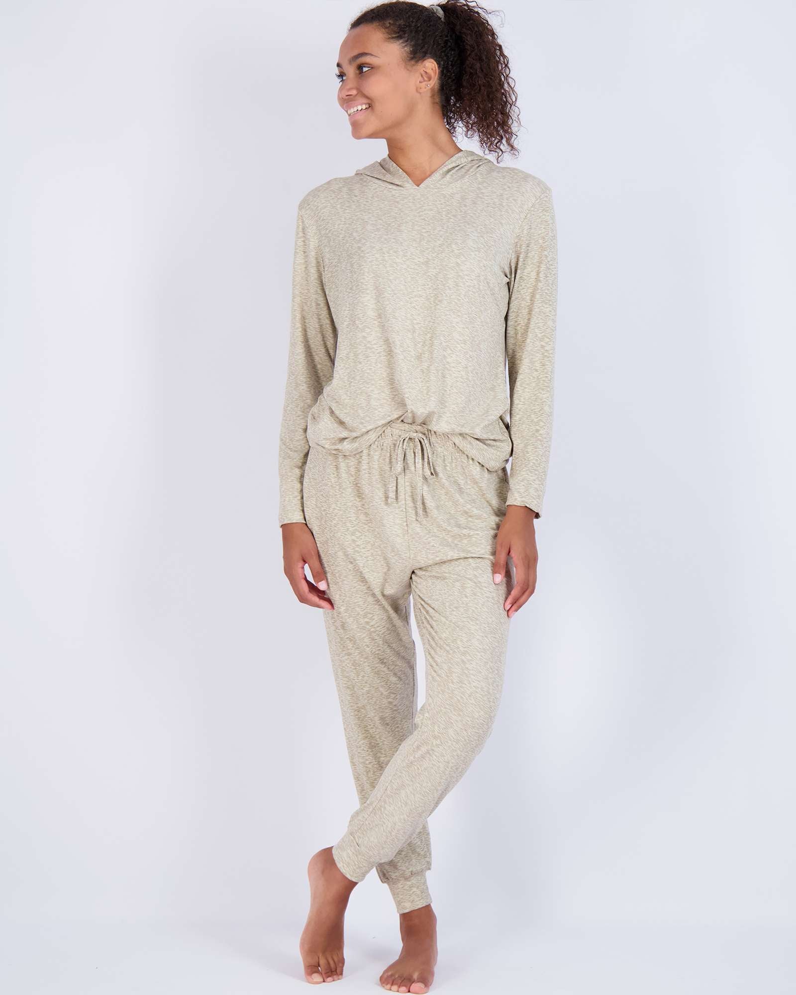 4 Piece: Womens Long Sleeve Henley & Jogger Lounge Pajama Set