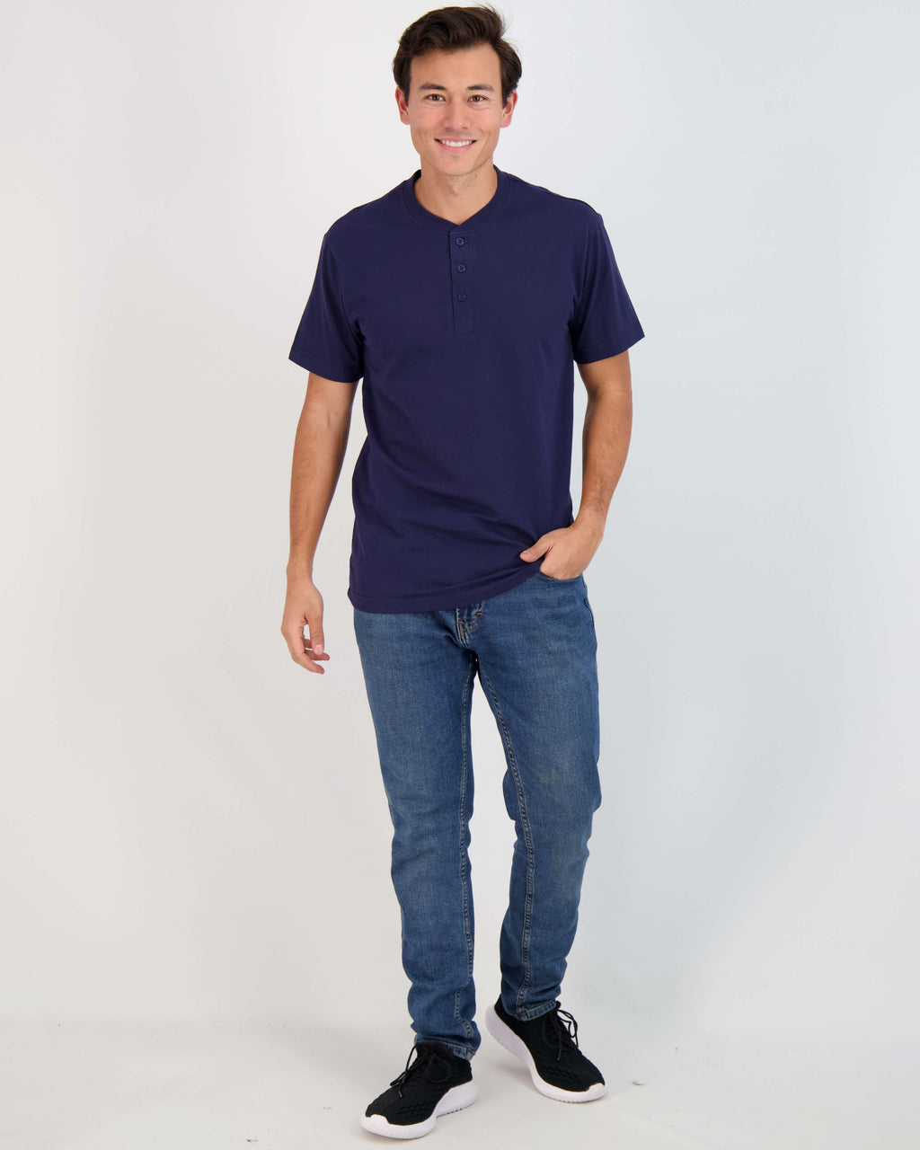 3 Pack: Mens Cotton Short Sleeve Henley T-Shirt