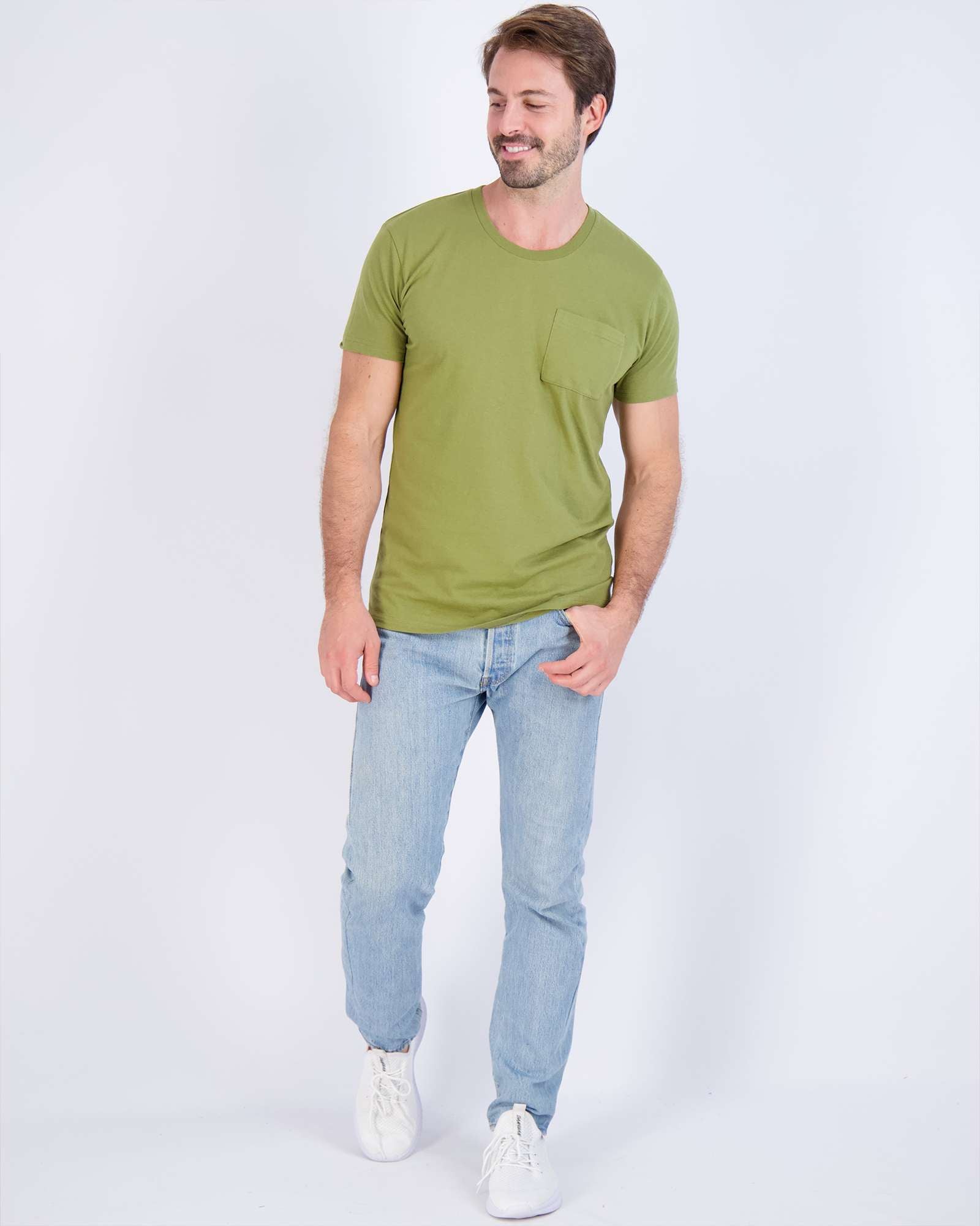 4 Pack: Mens Cotton Short Sleeve Crew Neck Pocket T-Shirt
