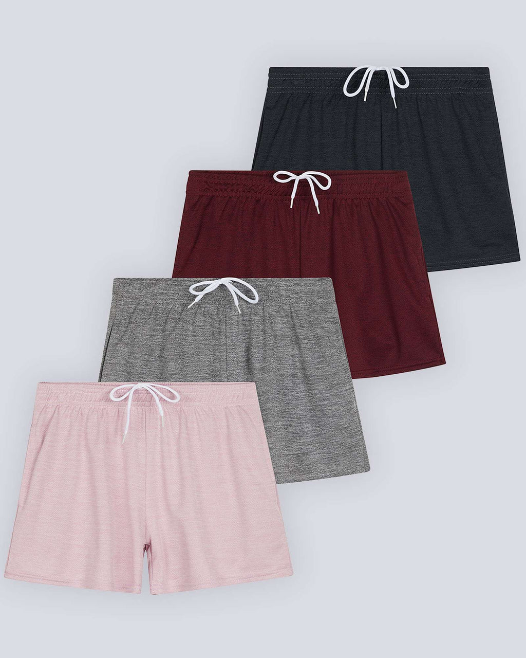4 Pack: Girls' Mesh Athletic Performance Shorts